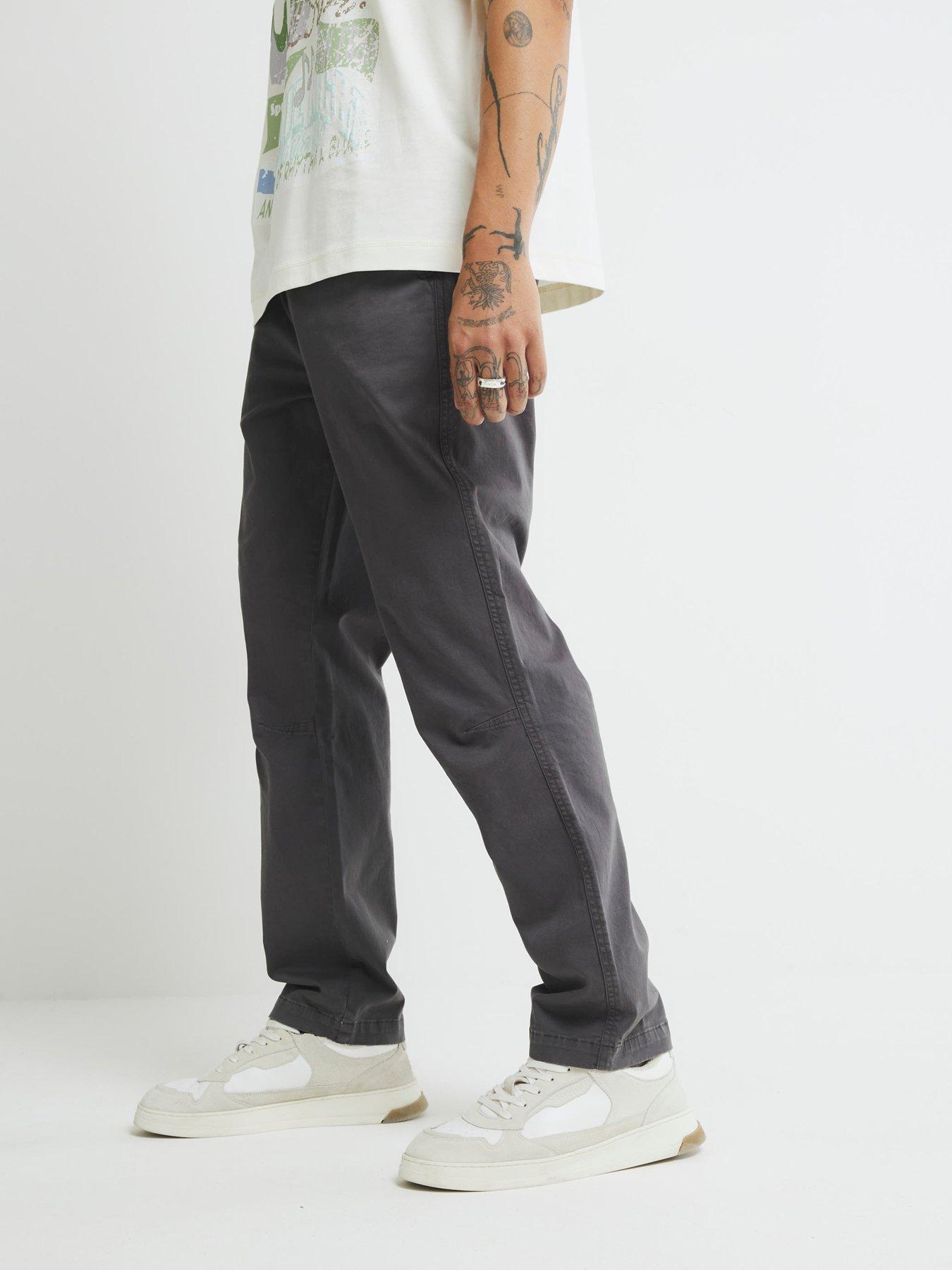  image of river-island-hutchinson-pull-on-joggers-dark-grey