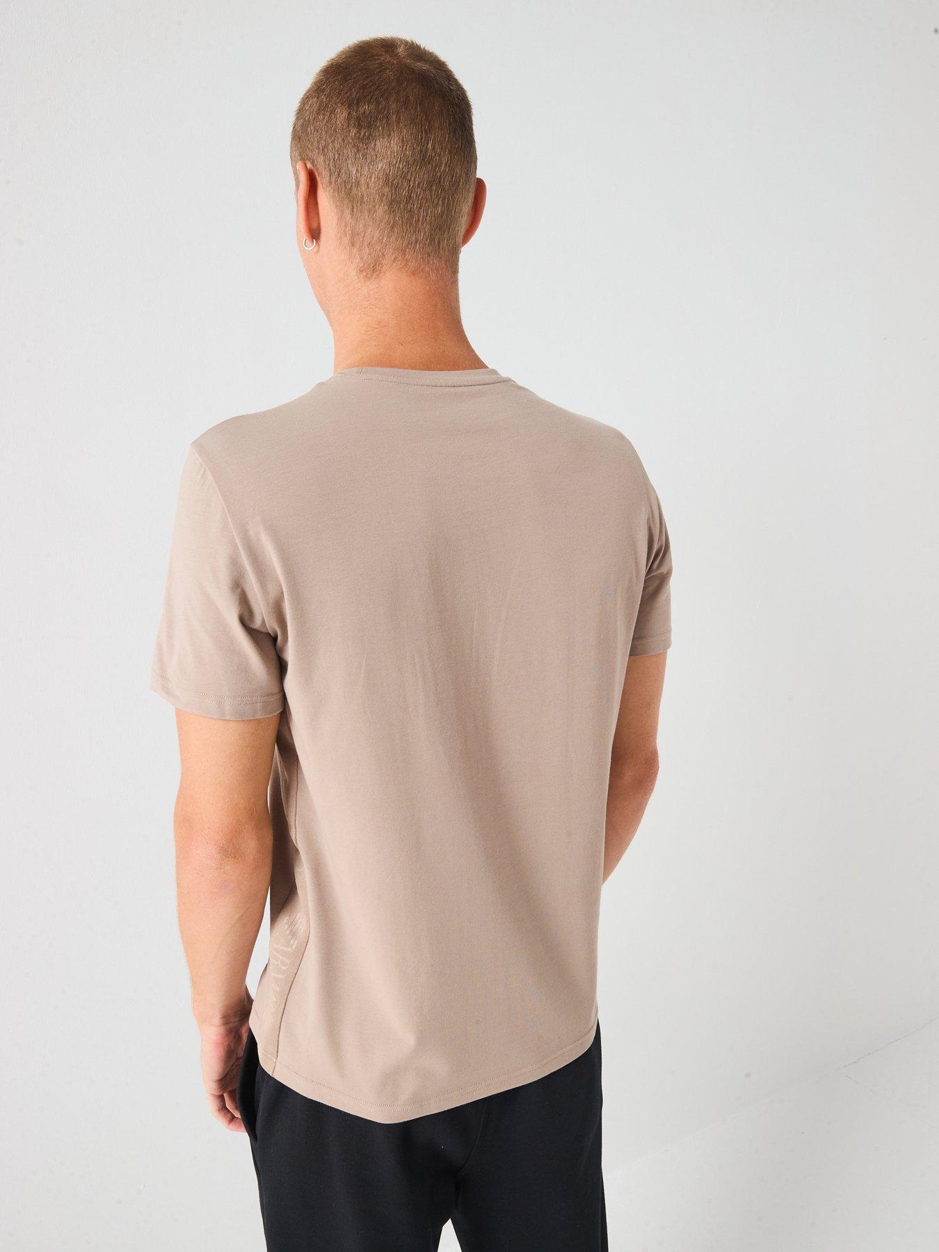 stillFront image of emporio-armani-bodywear-taped-crew-neck-lounge-t-shirt-light-brown