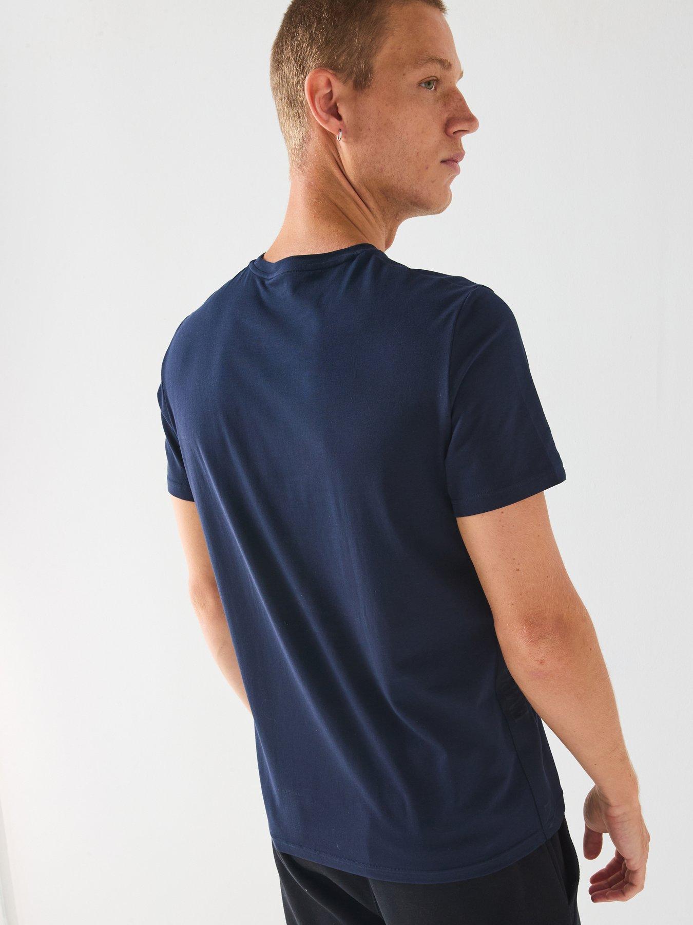  image of emporio-armani-bodywear-taped-crew-neck-lounge-t-shirt-navy