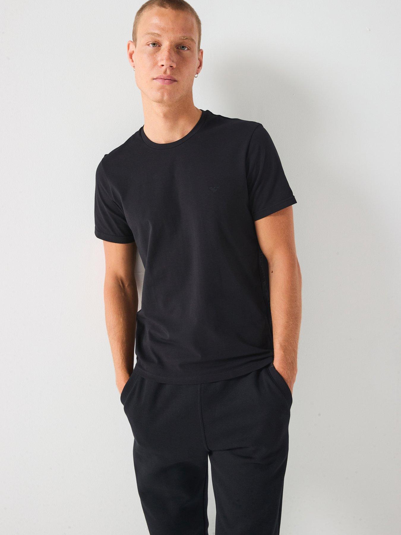  image of emporio-armani-bodywear-taped-crew-neck-lounge-t-shirt-black