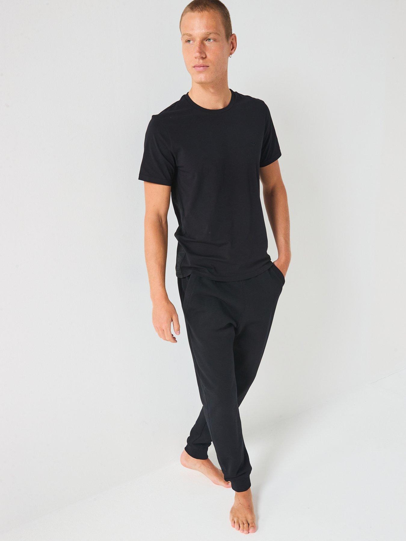  image of emporio-armani-bodywear-taped-crew-neck-lounge-t-shirt-black