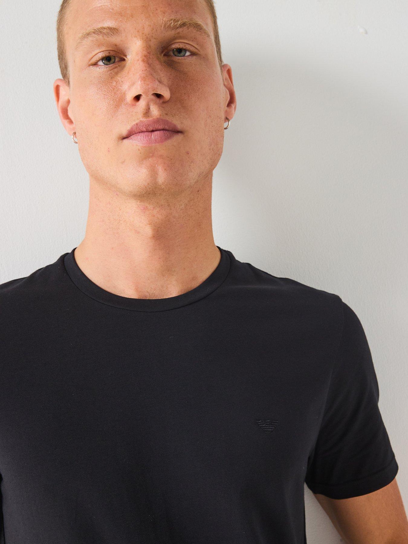  image of emporio-armani-bodywear-taped-crew-neck-lounge-t-shirt-black