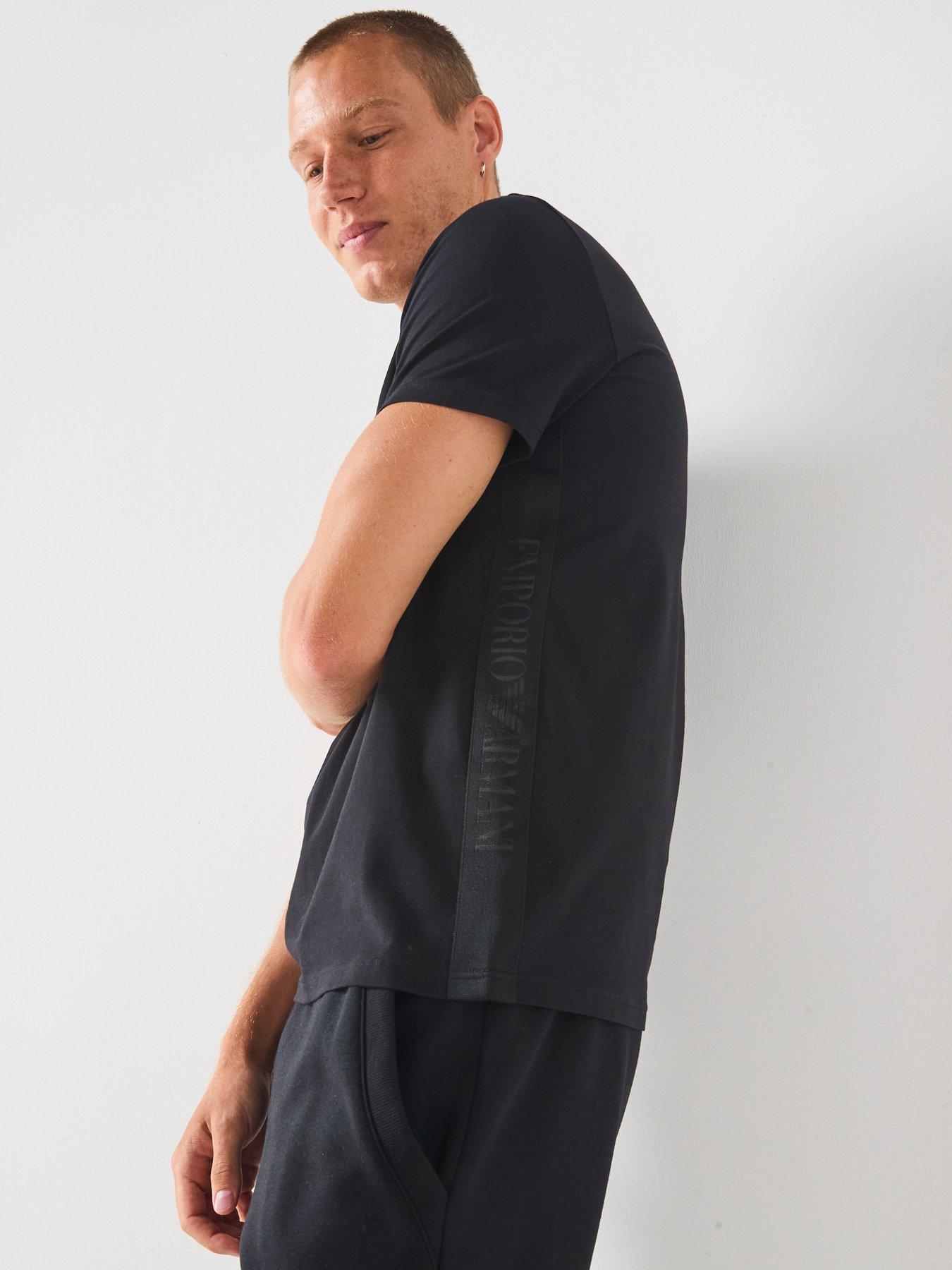  image of emporio-armani-bodywear-taped-crew-neck-lounge-t-shirt-black