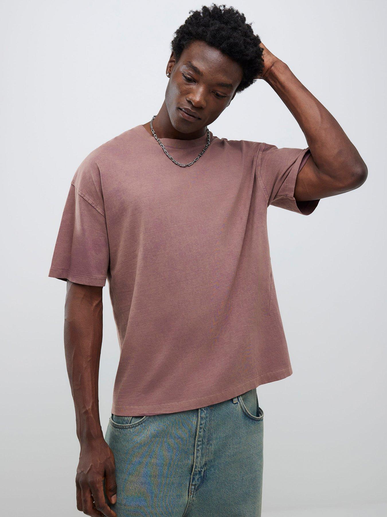 River Island Short Sleeve Oversized Washed Dart T-Shirt - Dark Red