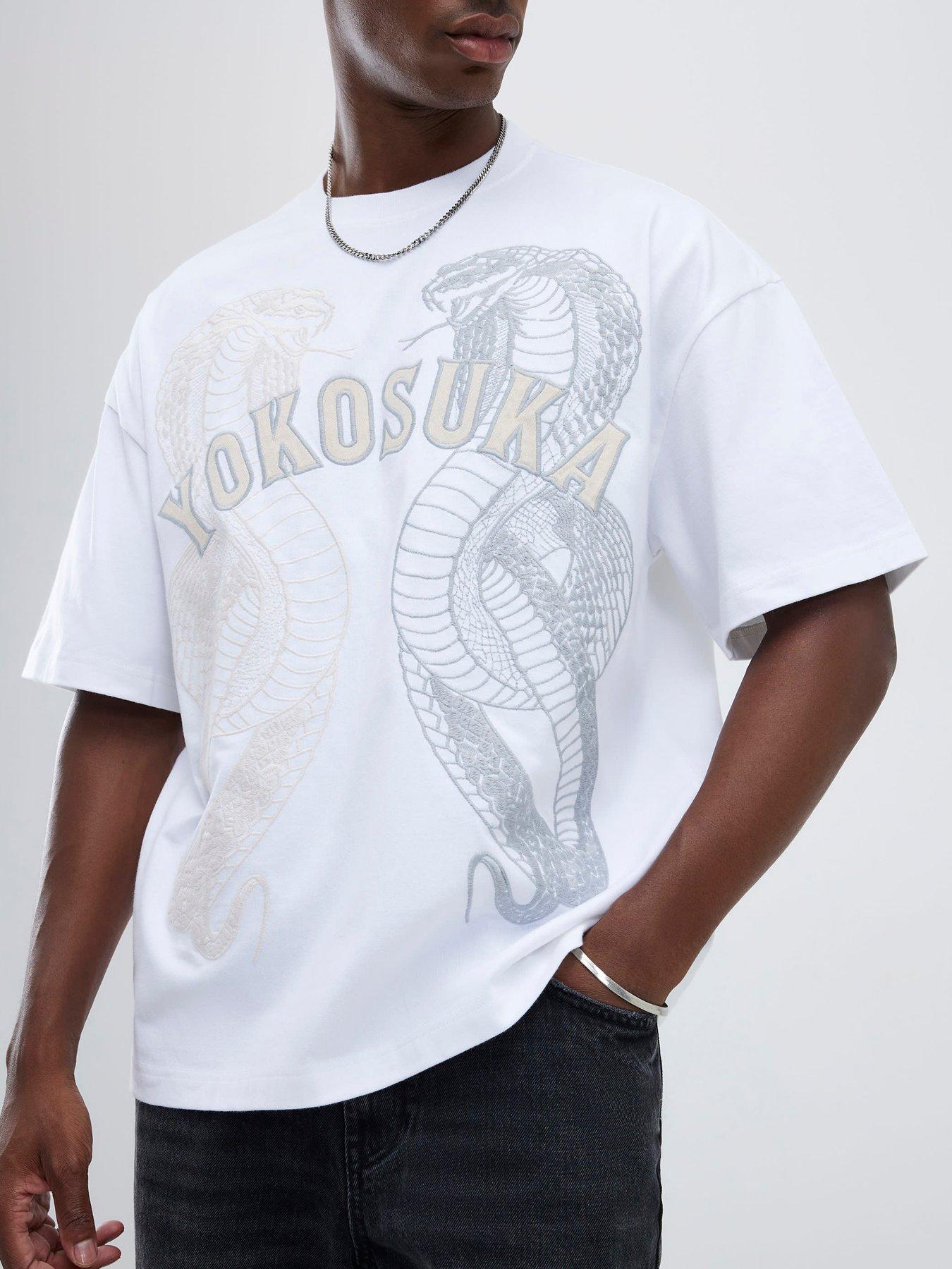 River Island Short Sleeve Oversized Yokosuka Cobra Backprint T-Shirt - White