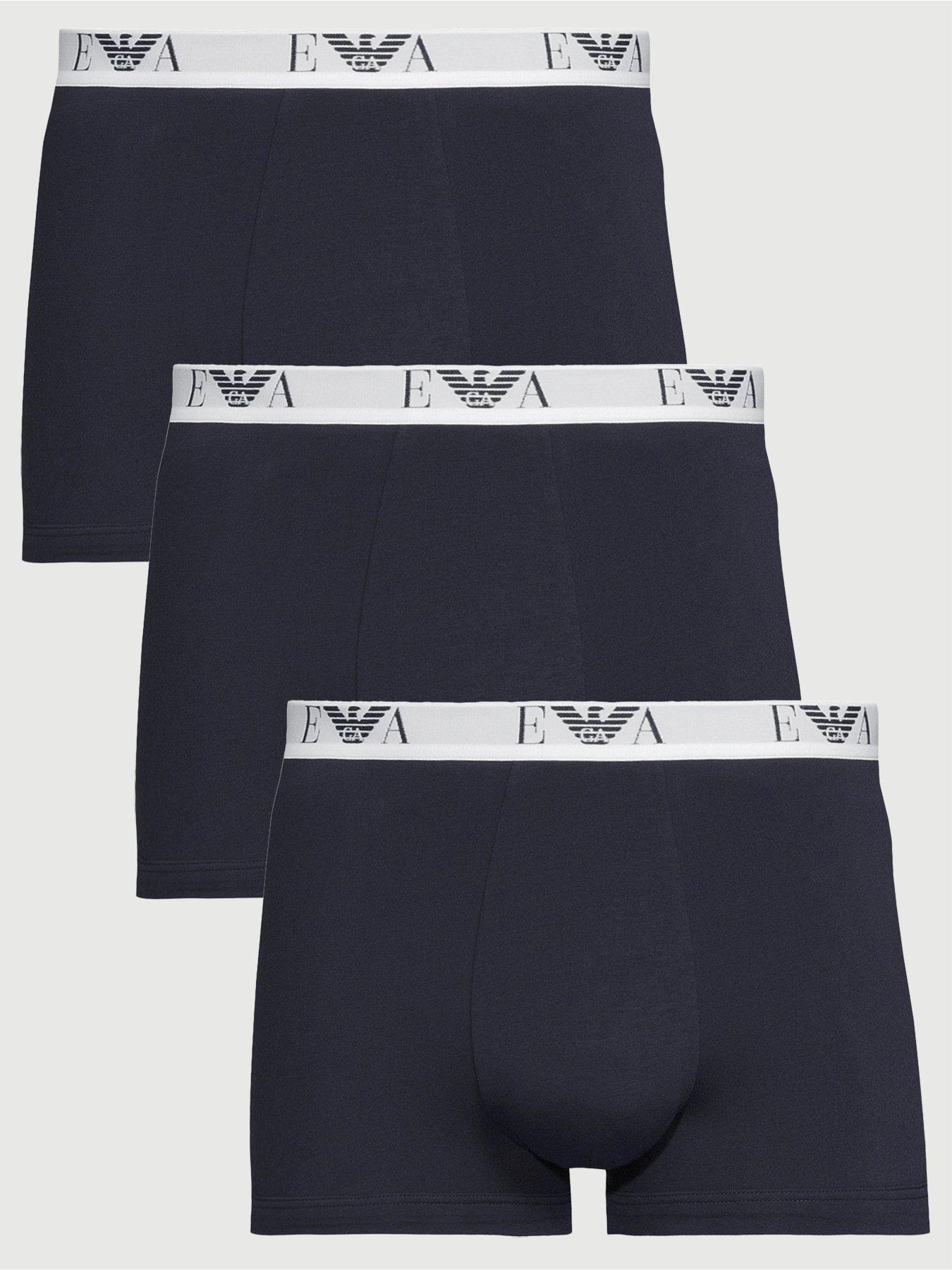 undefined 3 Pack Eva Waistband Stretch Cotton Trunks - Navy