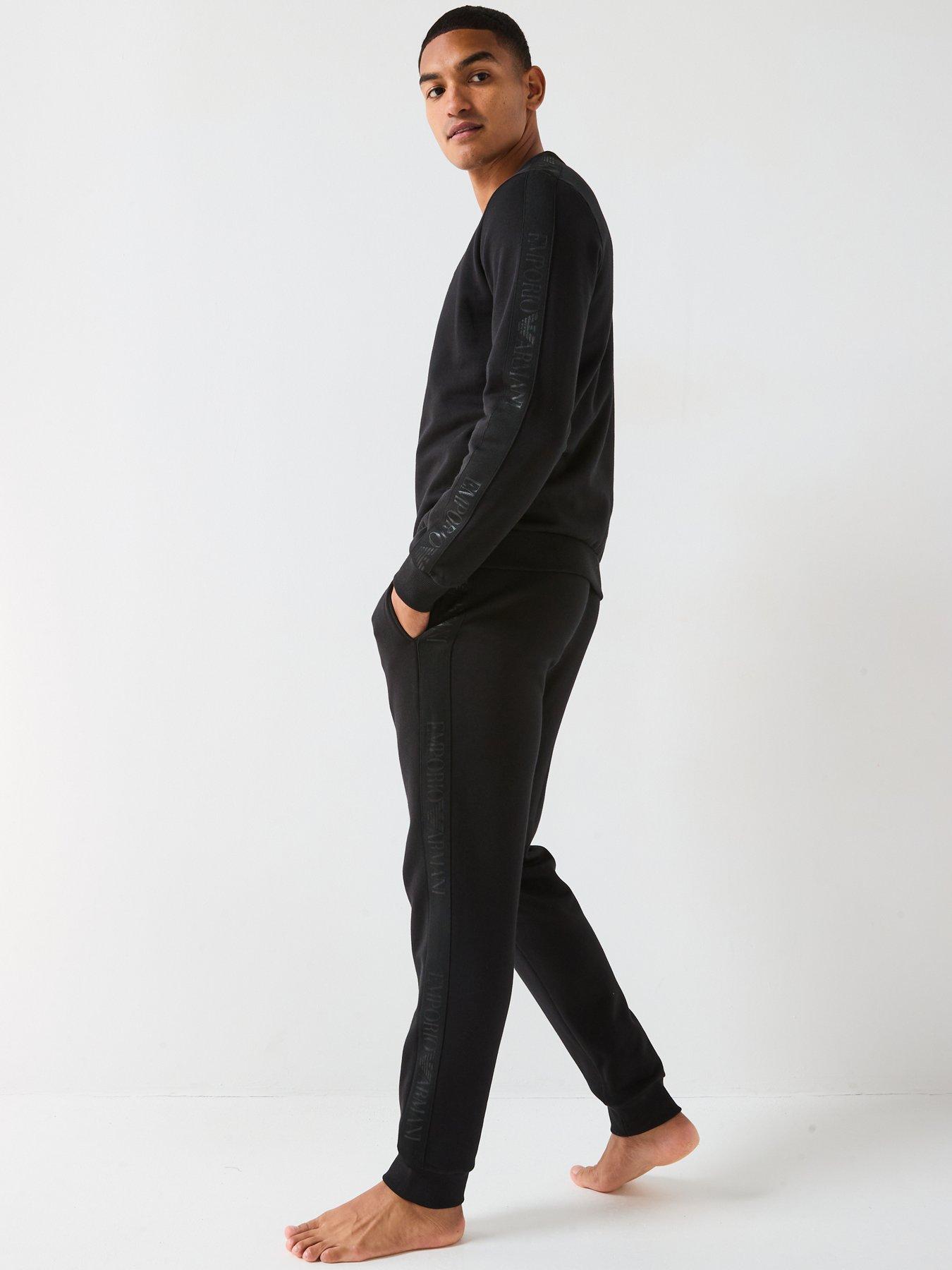  image of emporio-armani-bodywear-basic-terry-tape-lounge-set-black