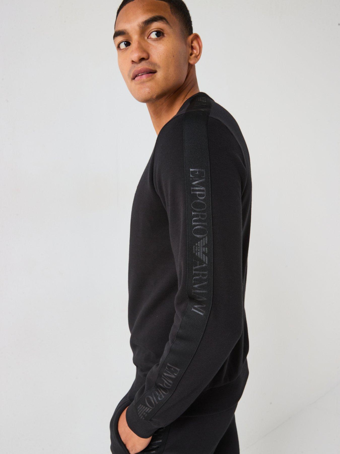  image of emporio-armani-bodywear-basic-terry-tape-lounge-set-black