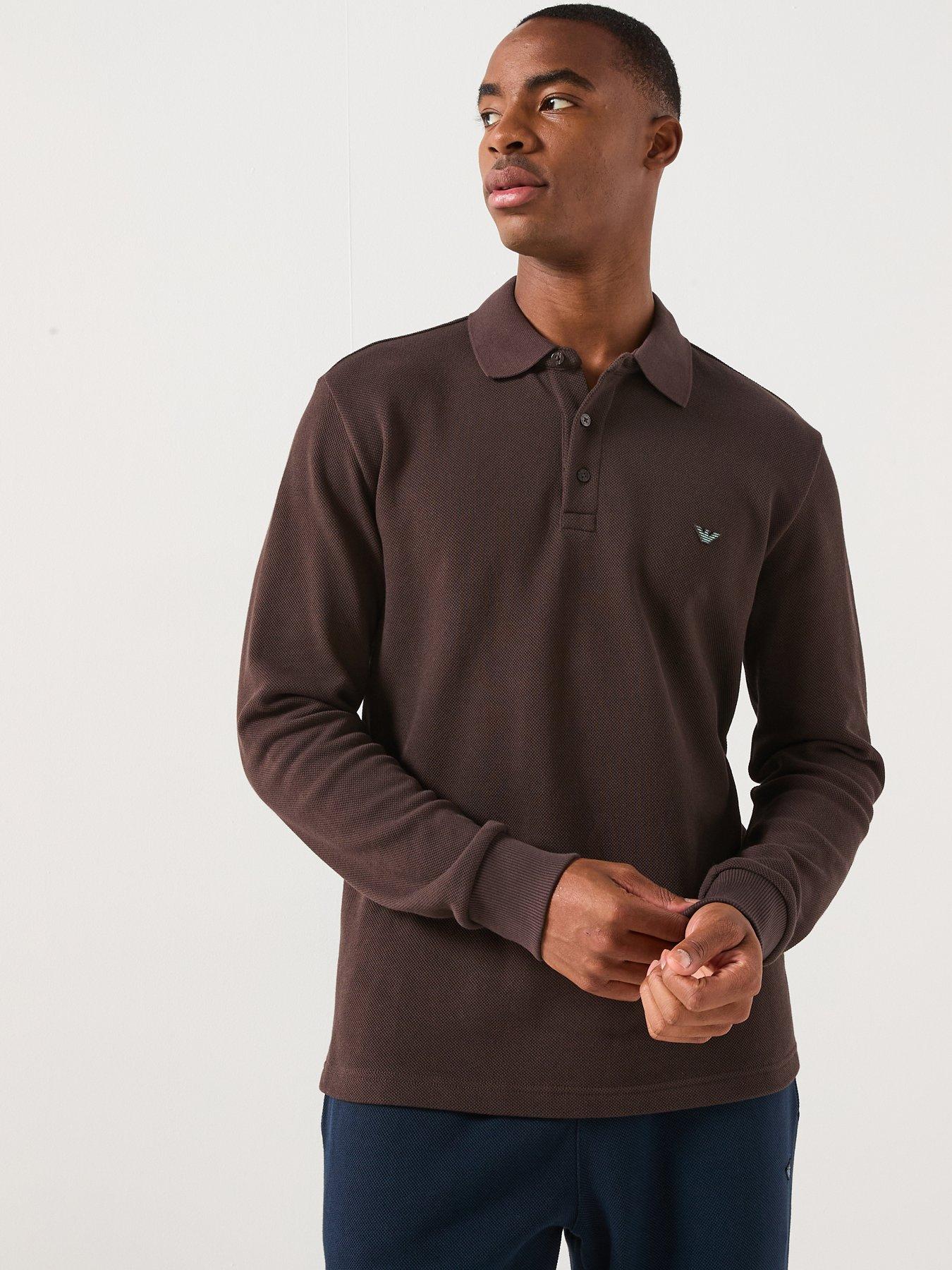Emporio Armani Bodywear Iconic Piquet Polo Shirt - Dark Brown