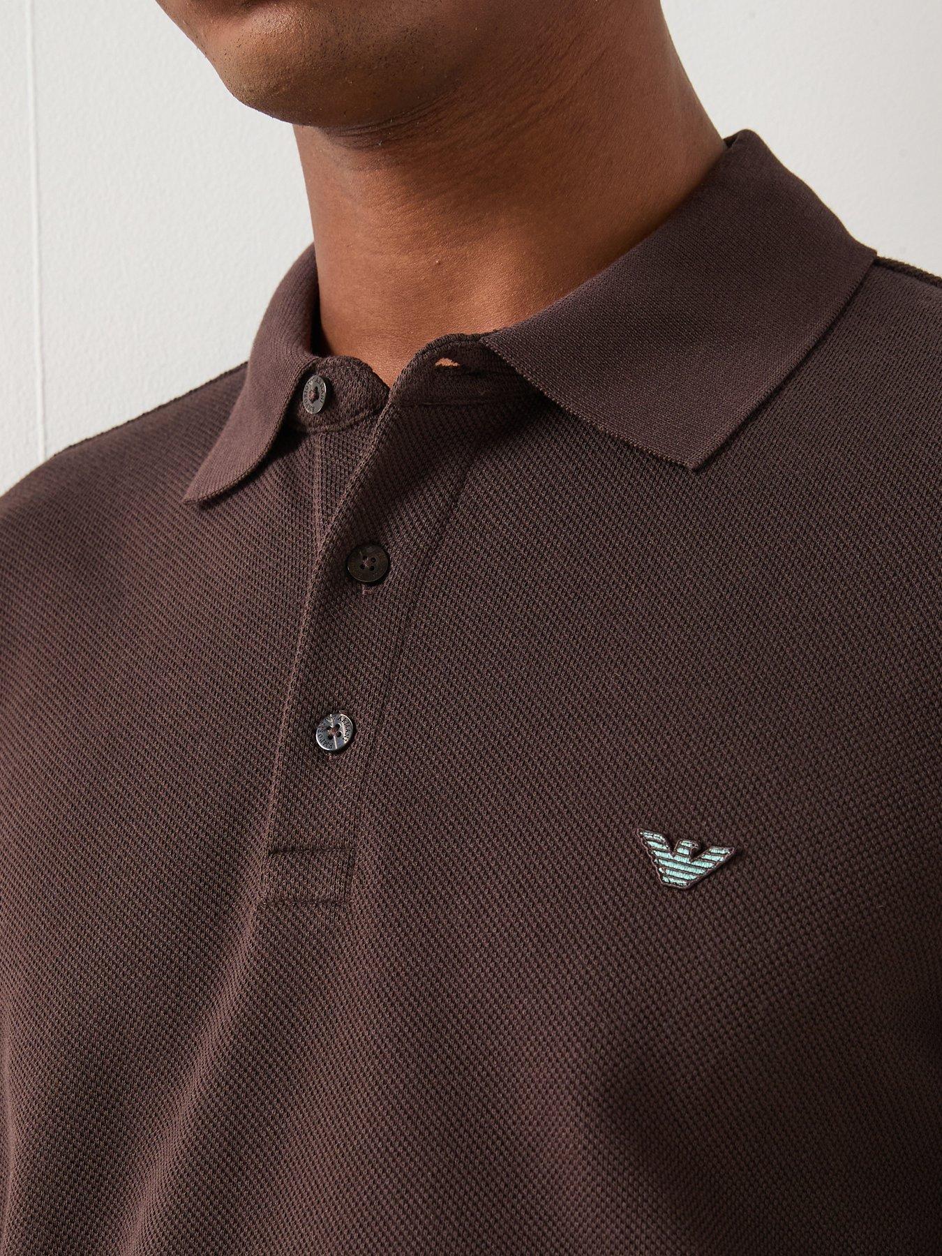 Image 4 of 5 of Emporio Armani Bodywear Iconic Piquet Polo Shirt - Dark Brown