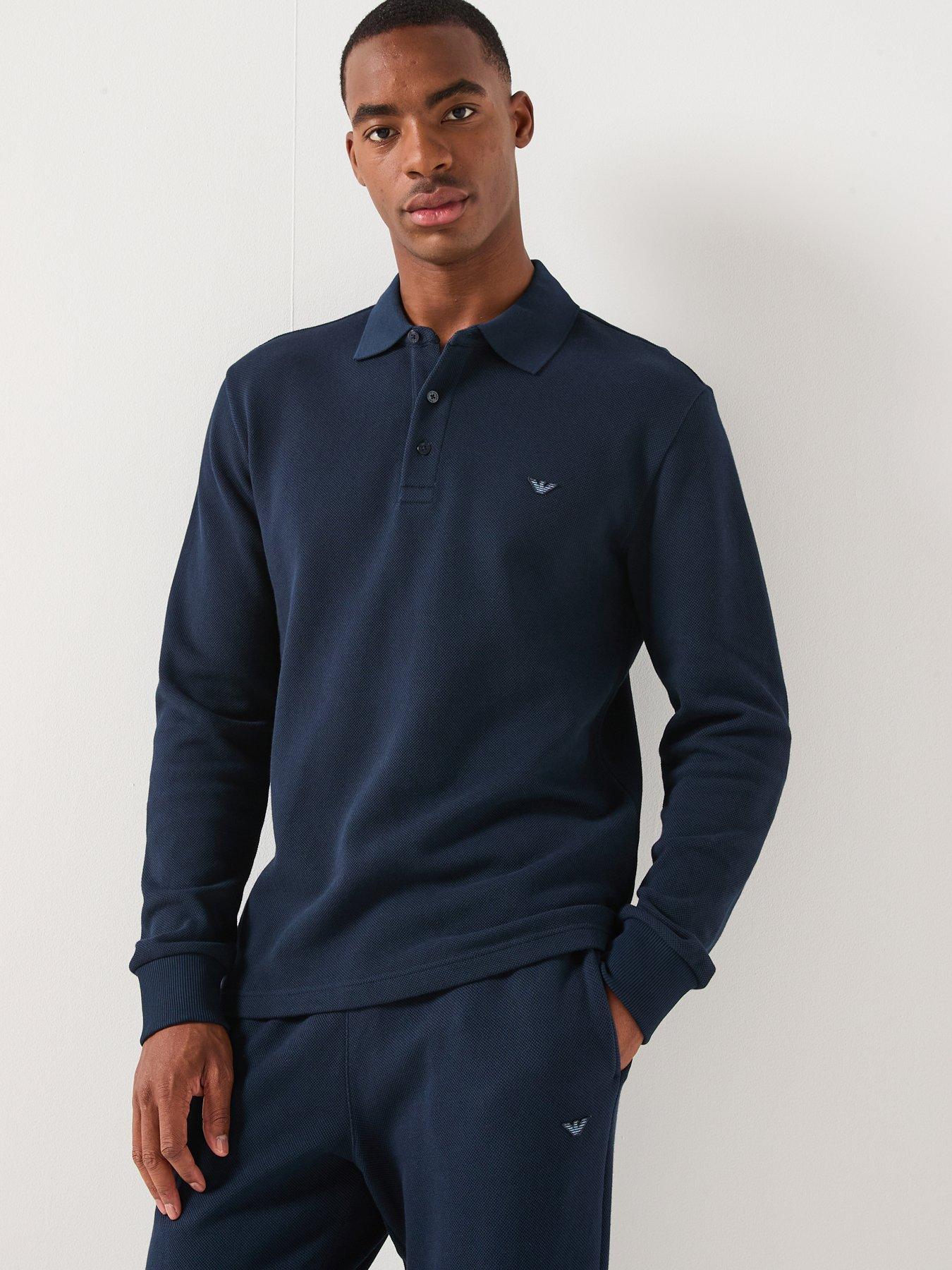 Image 1 of 6 of Emporio Armani Bodywear Iconic Piquet Polo Shirt - Navy