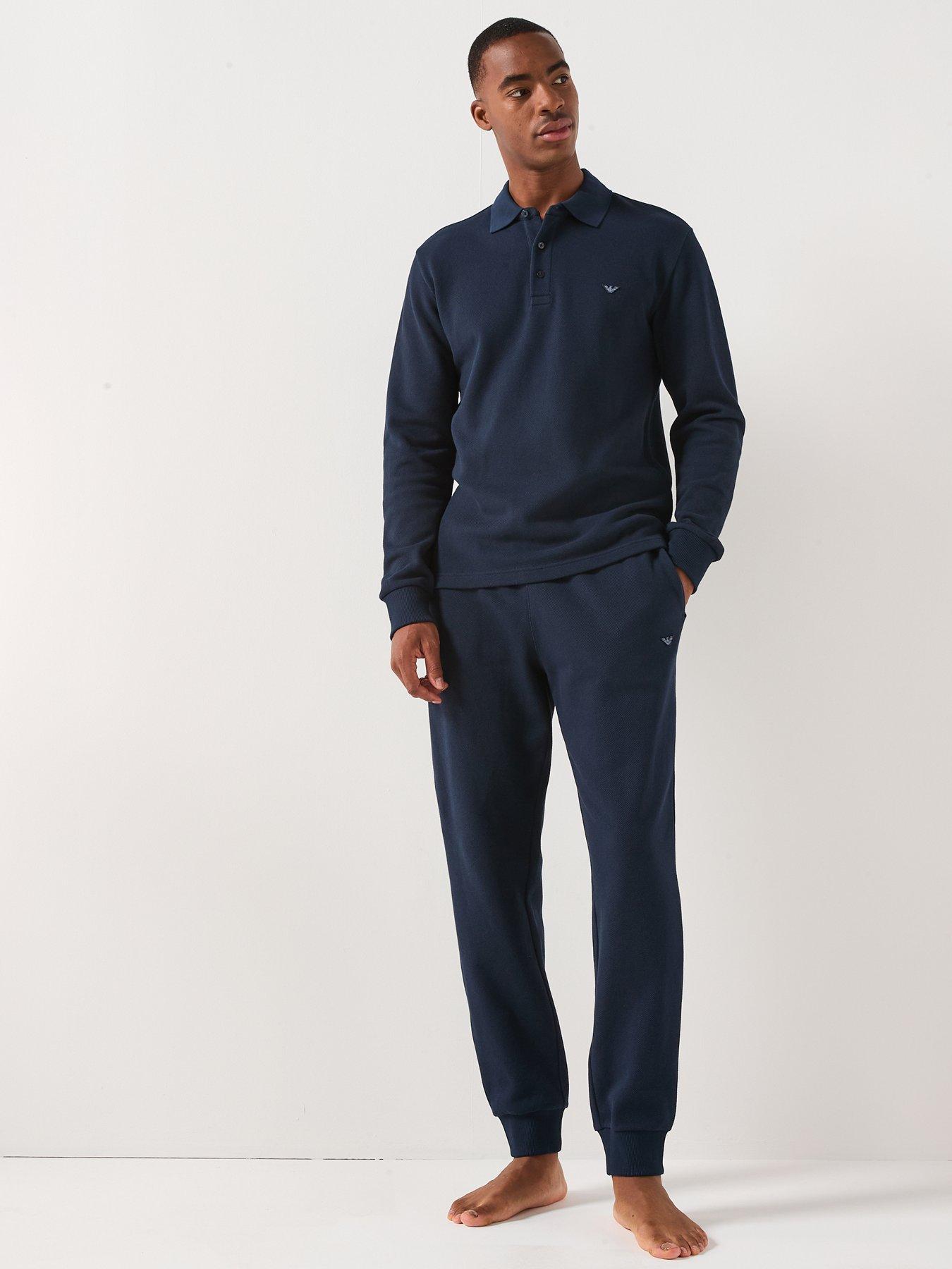 Image 3 of 6 of Emporio Armani Bodywear Iconic Piquet Polo Shirt - Navy