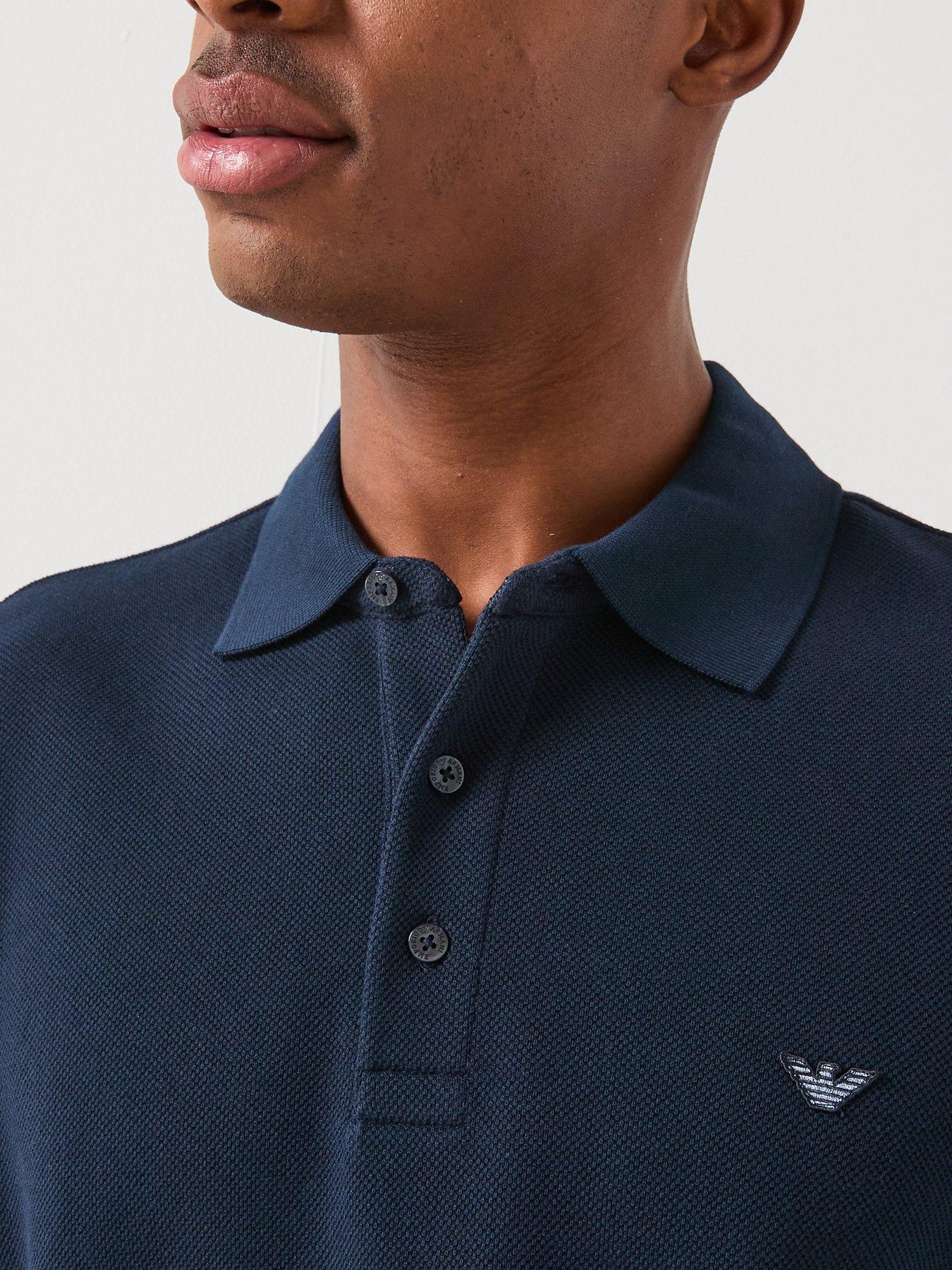 Image 4 of 6 of Emporio Armani Bodywear Iconic Piquet Polo Shirt - Navy