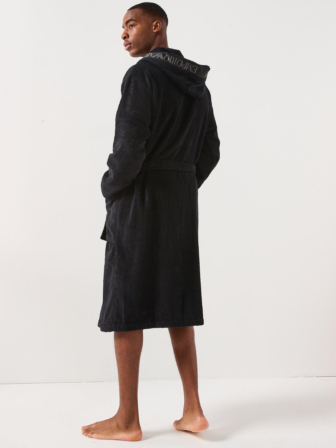 Image 2 of 6 of Emporio Armani Bodywear Fleece Bath Robe - Black