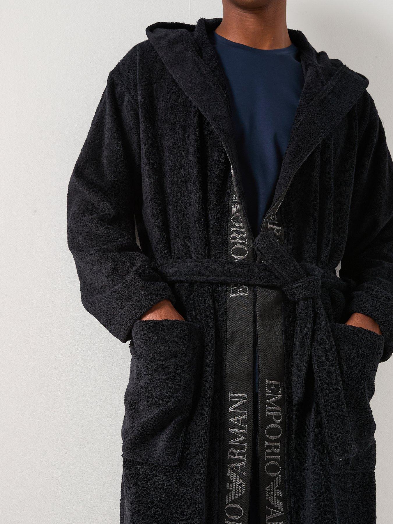 Image 3 of 6 of Emporio Armani Bodywear Fleece Bath Robe - Black