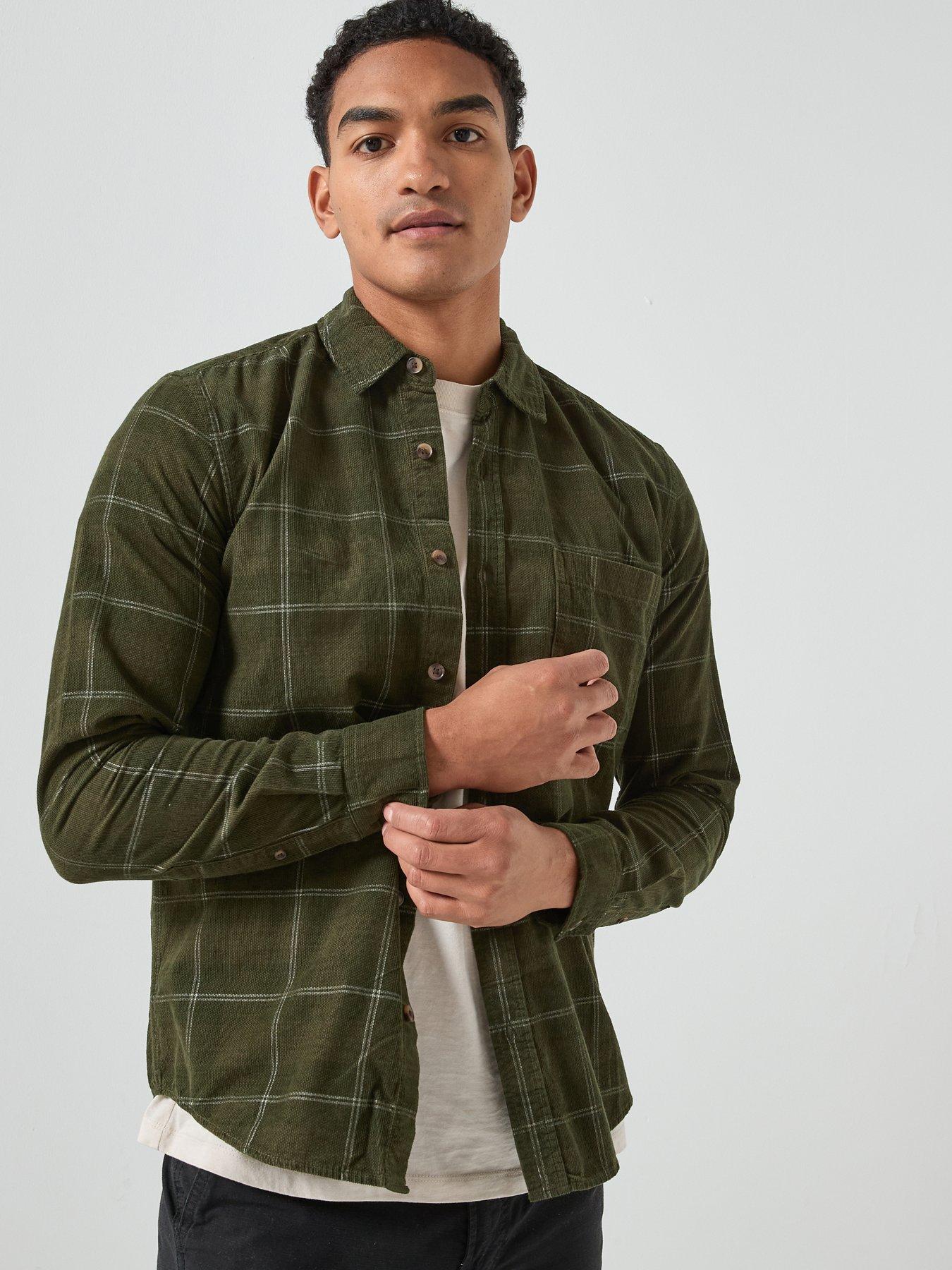 ONLY & SONS William Long Sleeve Cord Shirt - Khaki