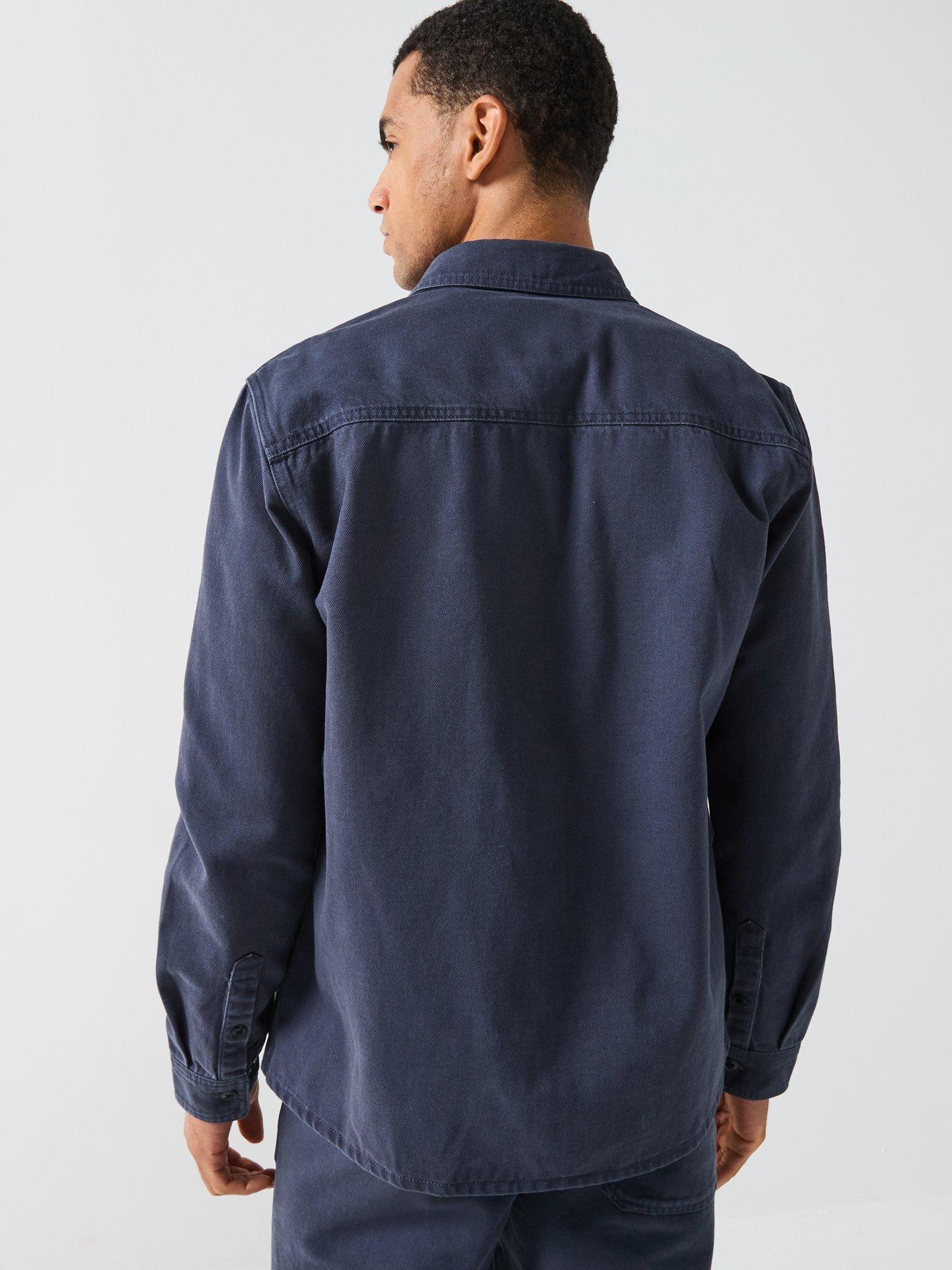 Image 2 of 5 of ONLY & SONS Times Woven Cotton Regular Fit Overshirt - Navy