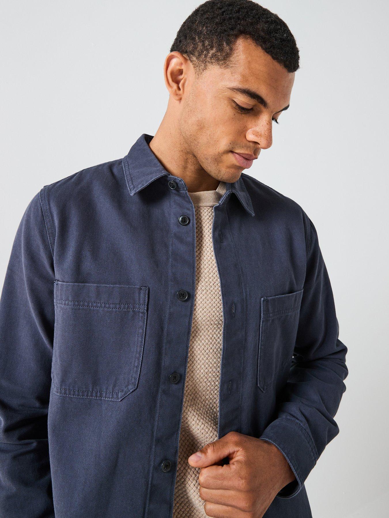 Image 4 of 5 of ONLY & SONS Times Woven Cotton Regular Fit Overshirt - Navy