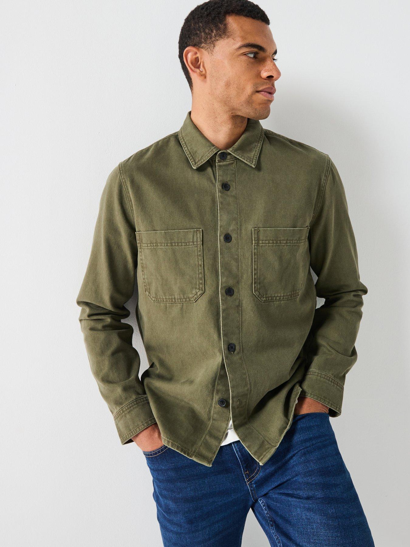 Image 1 of 6 of ONLY & SONS Times Woven Cotton Overshirt - Khaki