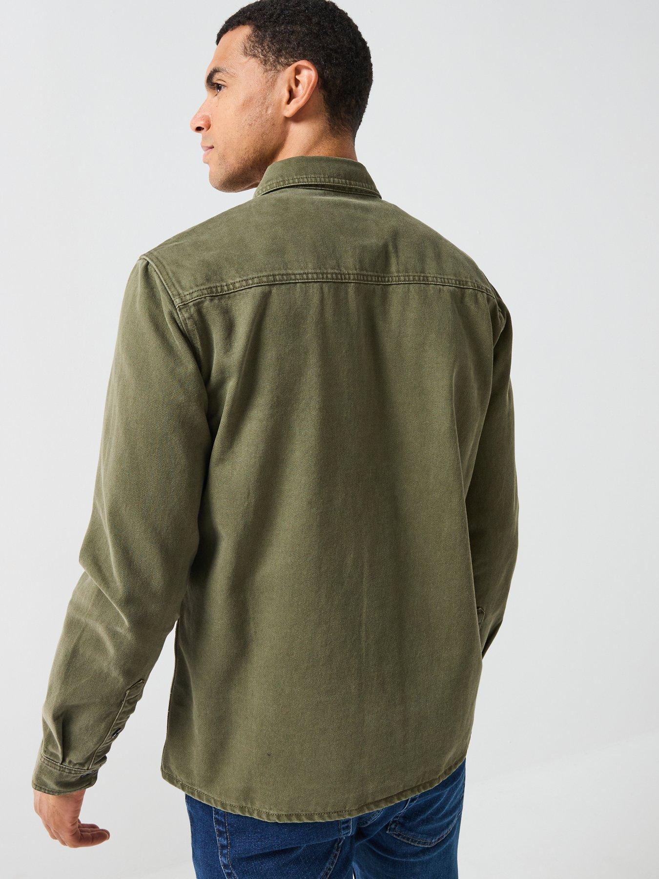 Image 2 of 6 of ONLY & SONS Times Woven Cotton Overshirt - Khaki