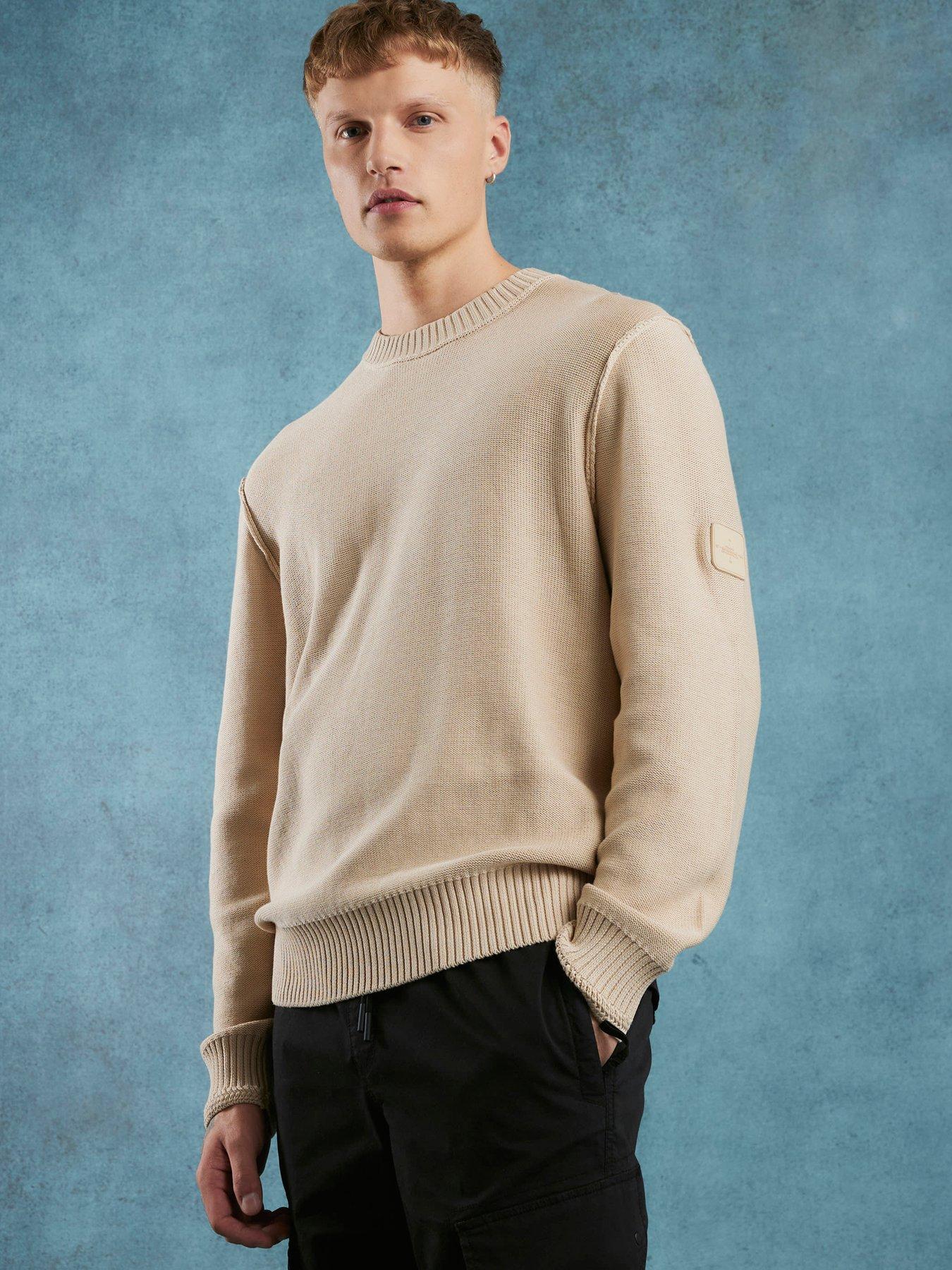 River Island Badged Knitted Jumper - Beige