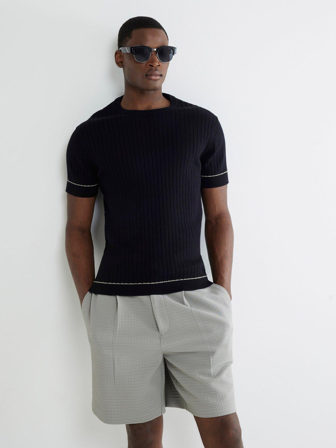 river-island-short-sleeve-rib-knitted-t-shirt-black