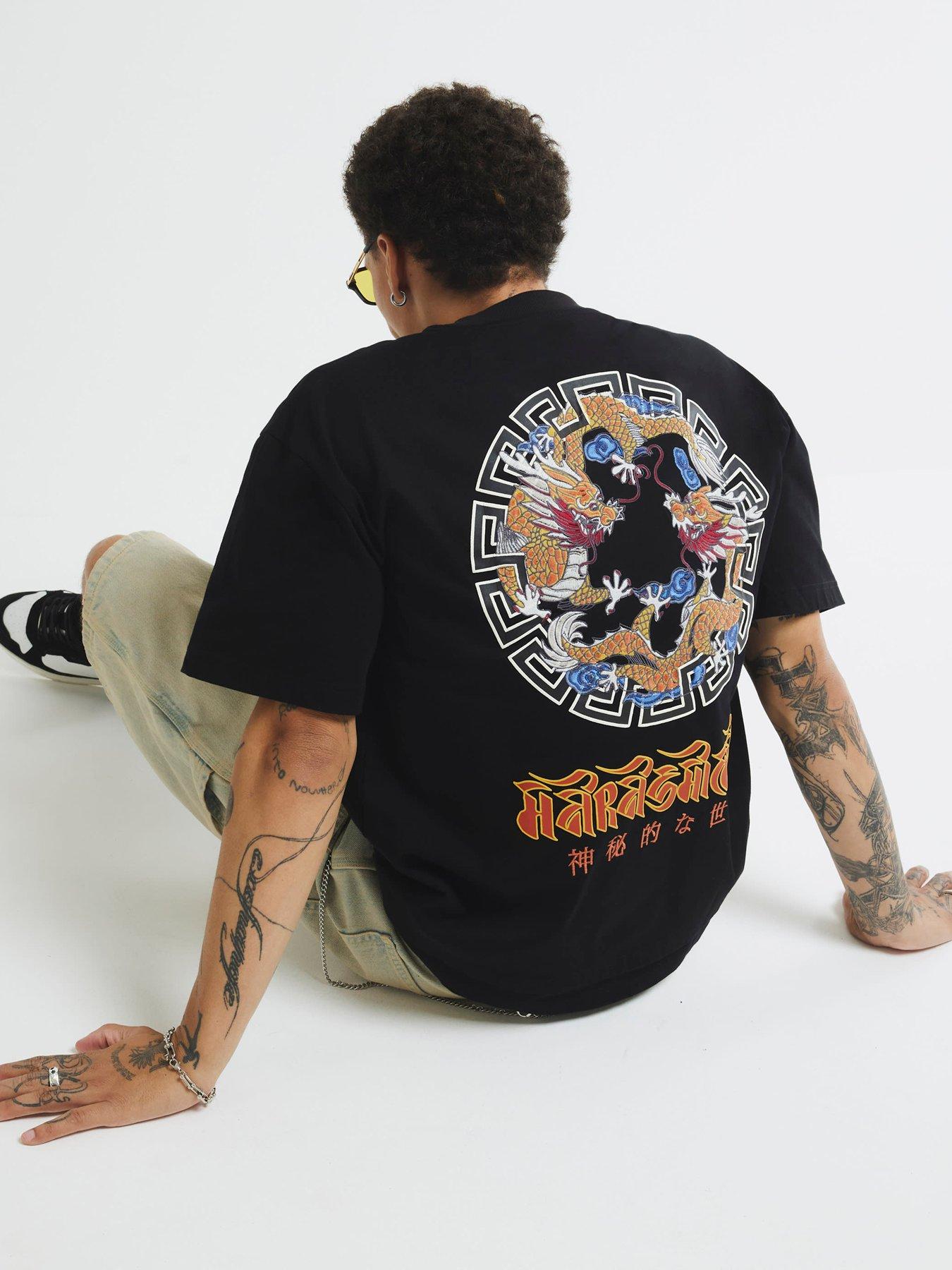 Image 2 of 4 of River Island Beasty Embroidered Double Layer T-Shirt - Black