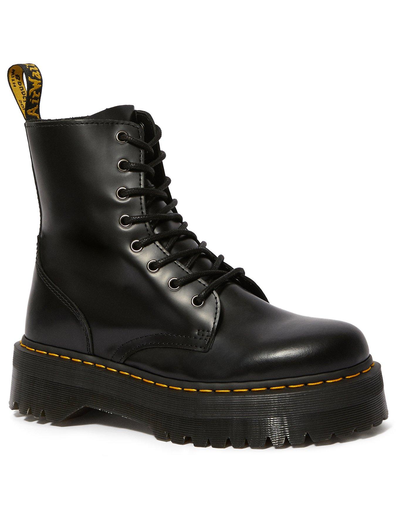 Dr Martens Jadon 8 Eye Boot Polished Smooth - Black | Littlewoods
