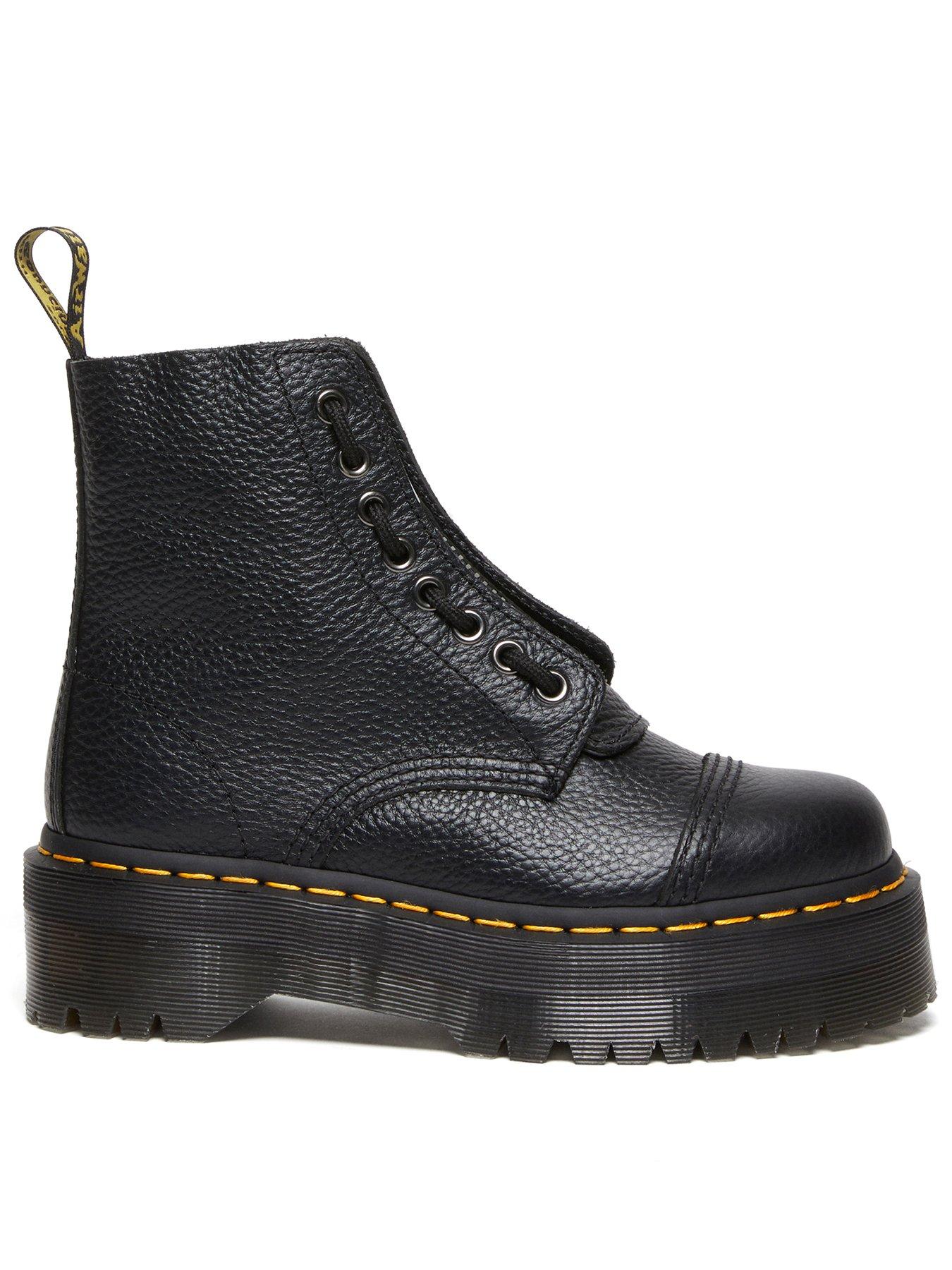 undefined Sinclair Soft Leather Platform Boots - Black