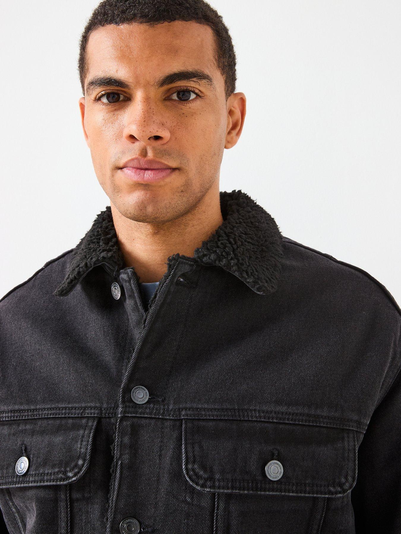 Image 4 of 6 of ONLY & SONS Wilson Sherpa Denim Jacket - Black