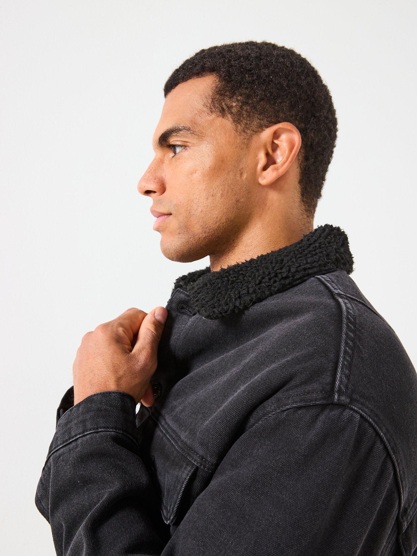 Image 6 of 6 of ONLY & SONS Wilson Sherpa Denim Jacket - Black