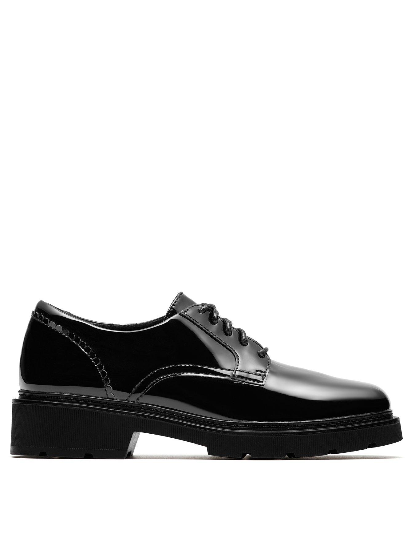 Image 1 of 6 of Clarks Wide Fit Lauryl Lace Patent Shoes - Black