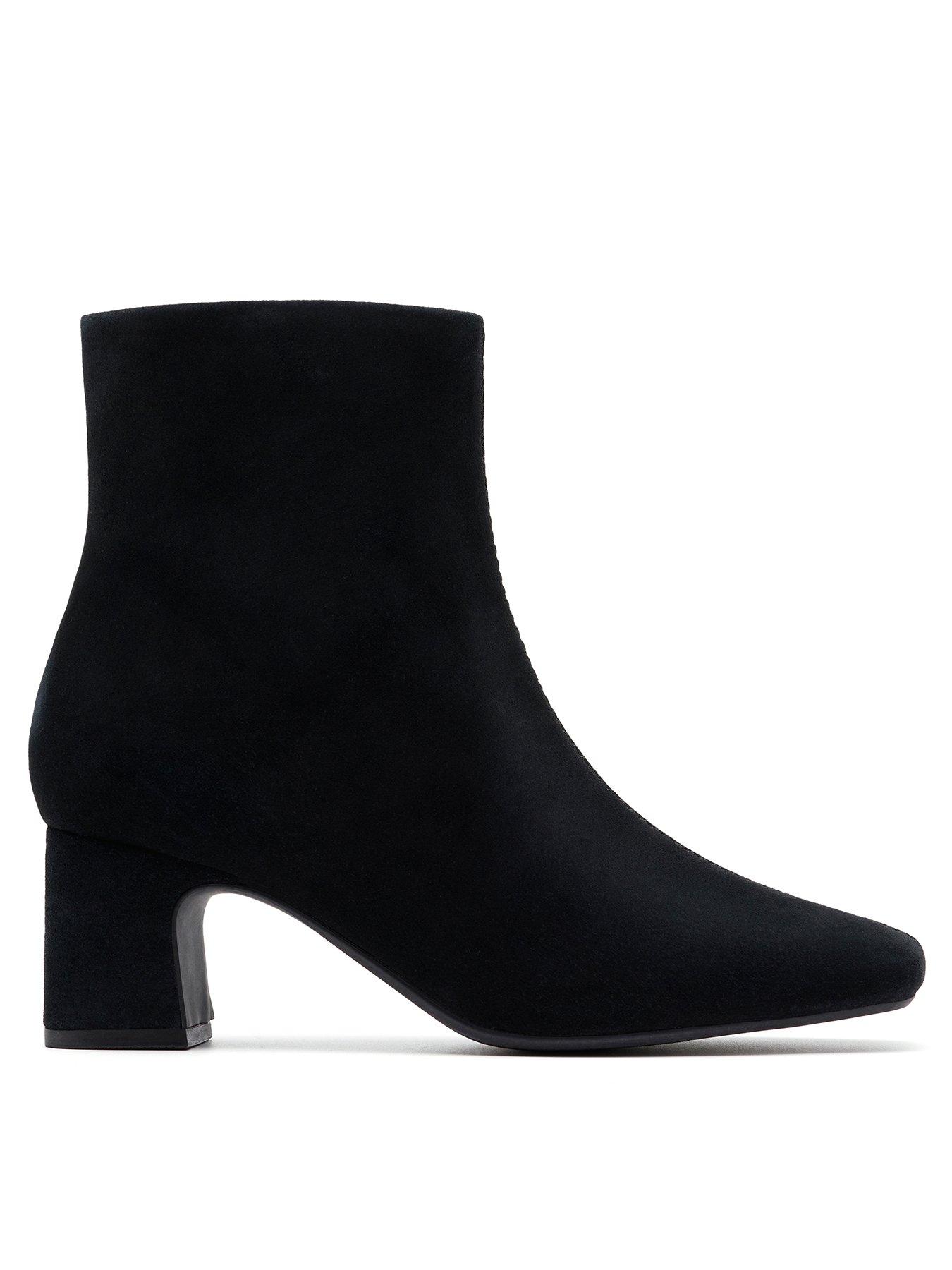 Clarks Fernie Zip Suede Boots - Black