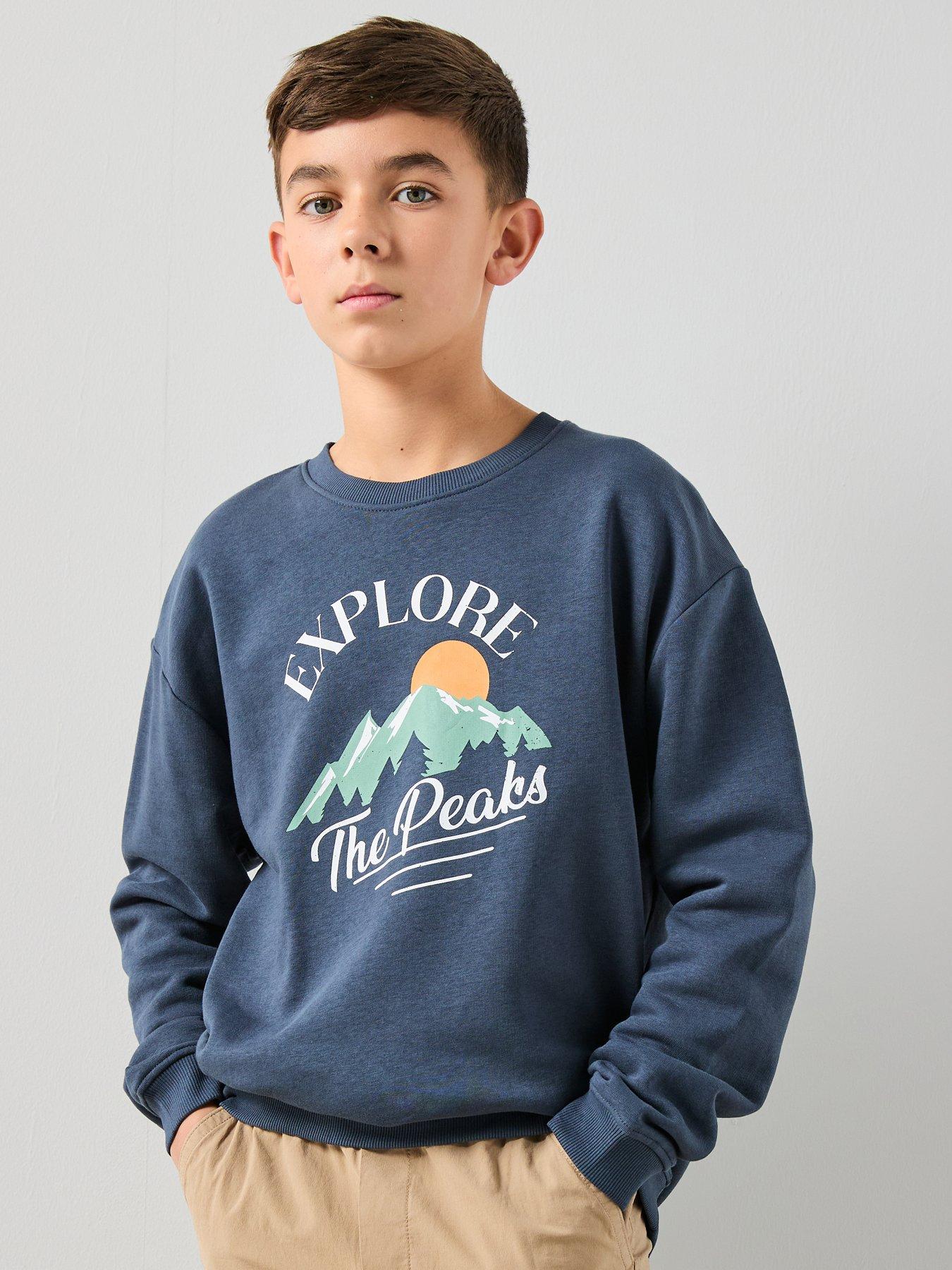 The Very Collection Outdoors Print Crew Neck Sweatshirt - Navy