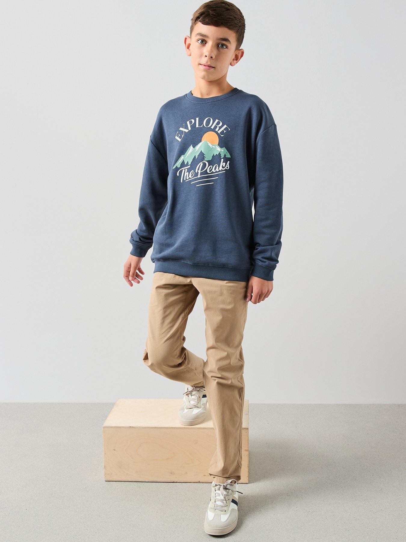  image of the-very-collection-outdoors-print-crew-neck-sweatshirt-navy