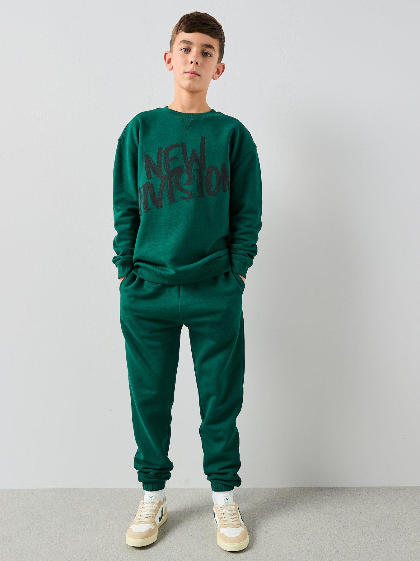 front image of the-very-collection-back-print-crew-neck-sweat-set-blue