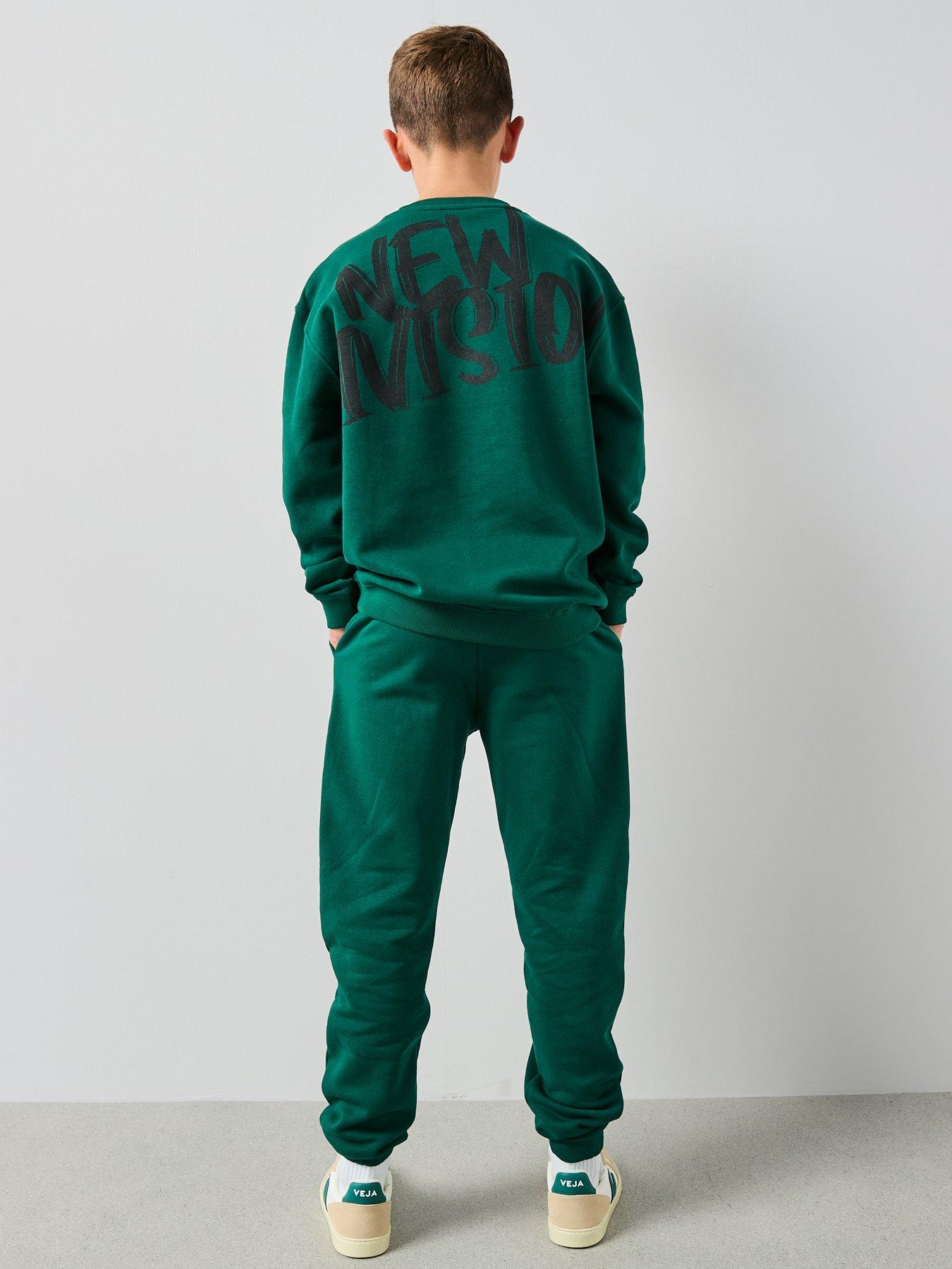 stillFront image of the-very-collection-back-print-crew-neck-sweat-set-blue