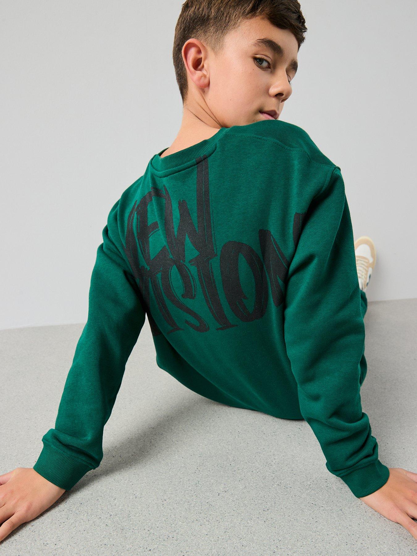  image of the-very-collection-back-print-crew-neck-sweat-set-blue