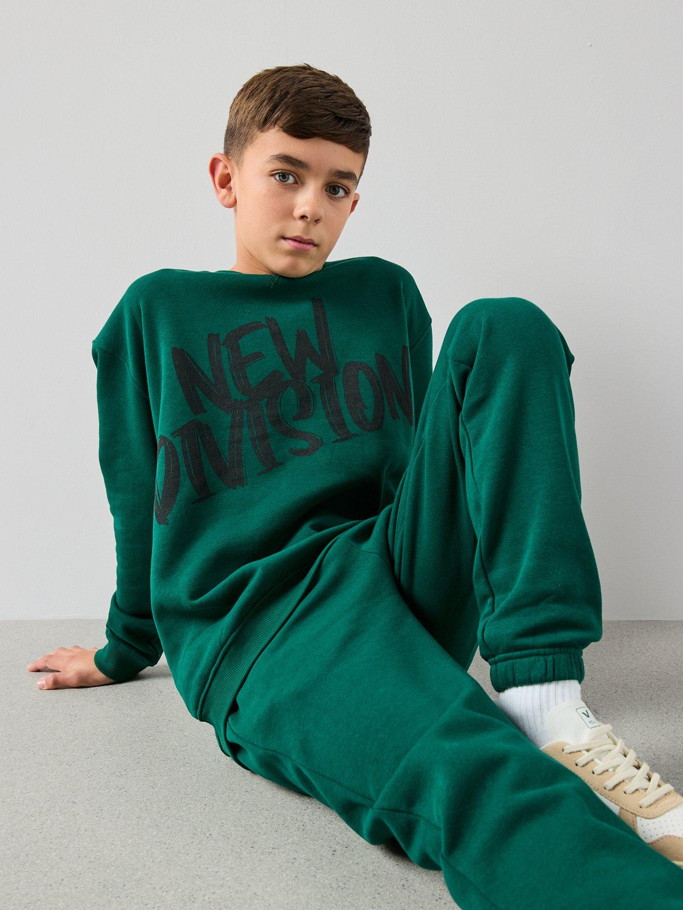  image of the-very-collection-back-print-crew-neck-sweat-set-blue