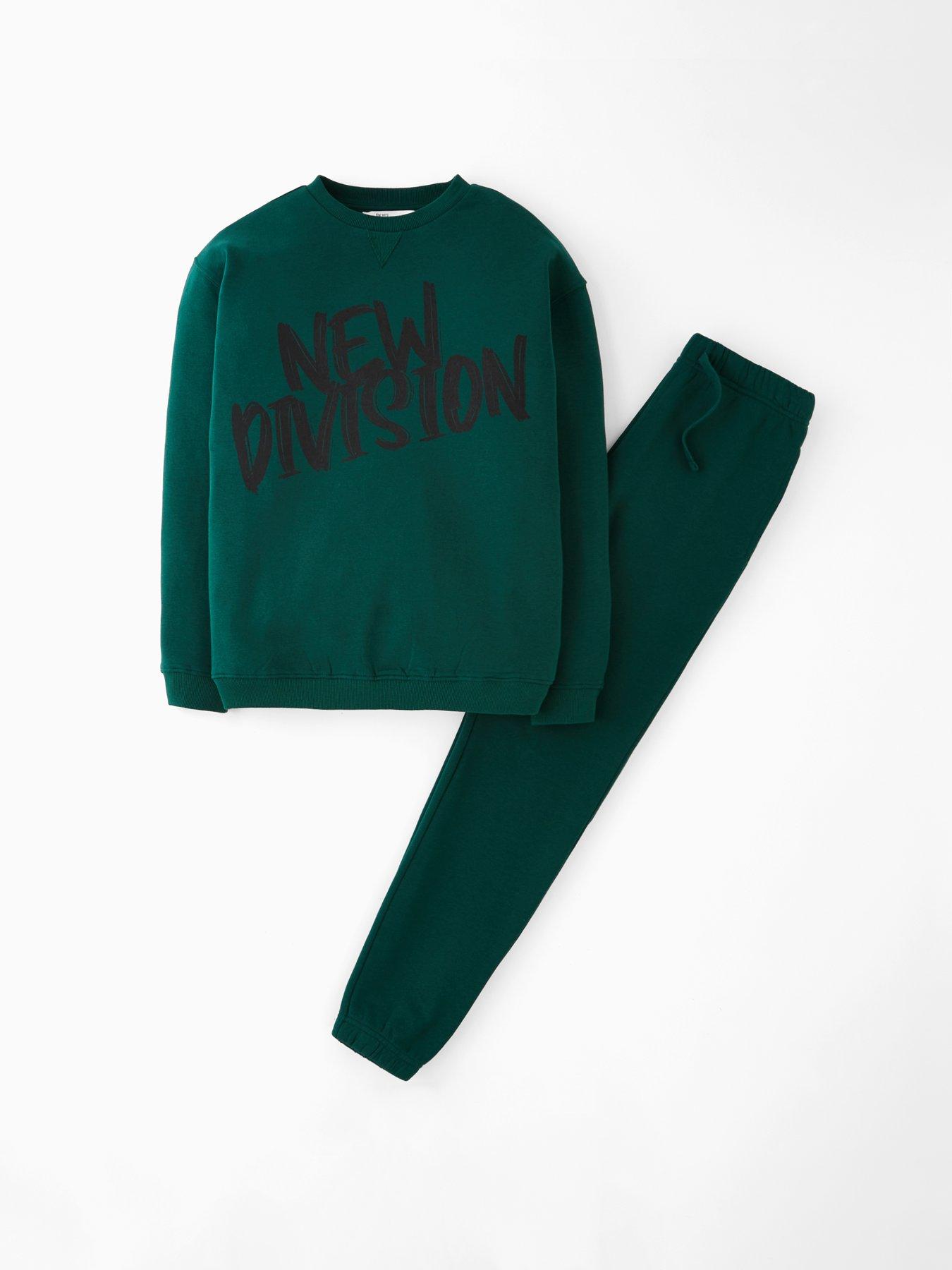  image of the-very-collection-back-print-crew-neck-sweat-set-blue