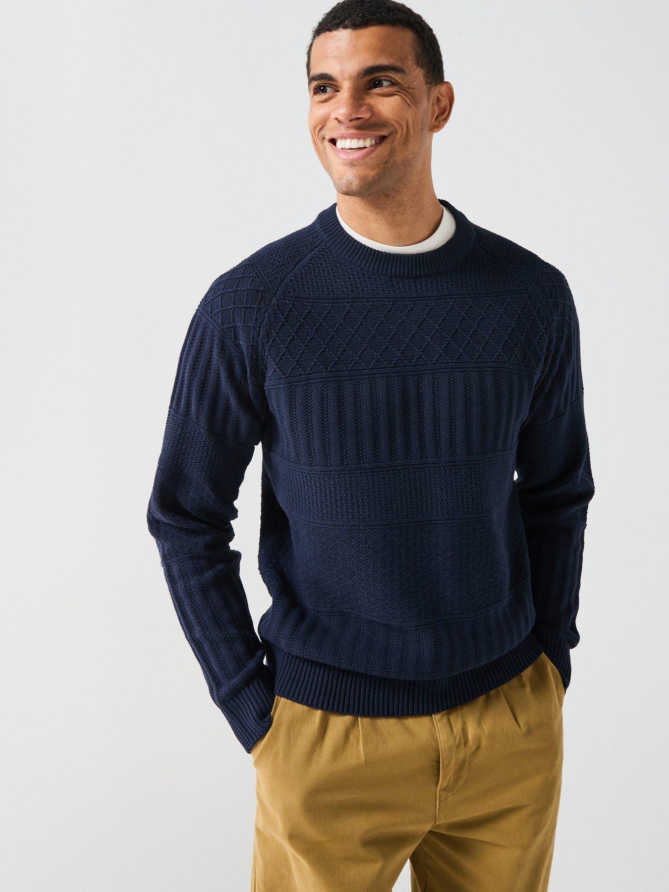  image of only-sons-alkan-crew-neck-knitted-jumper-navy