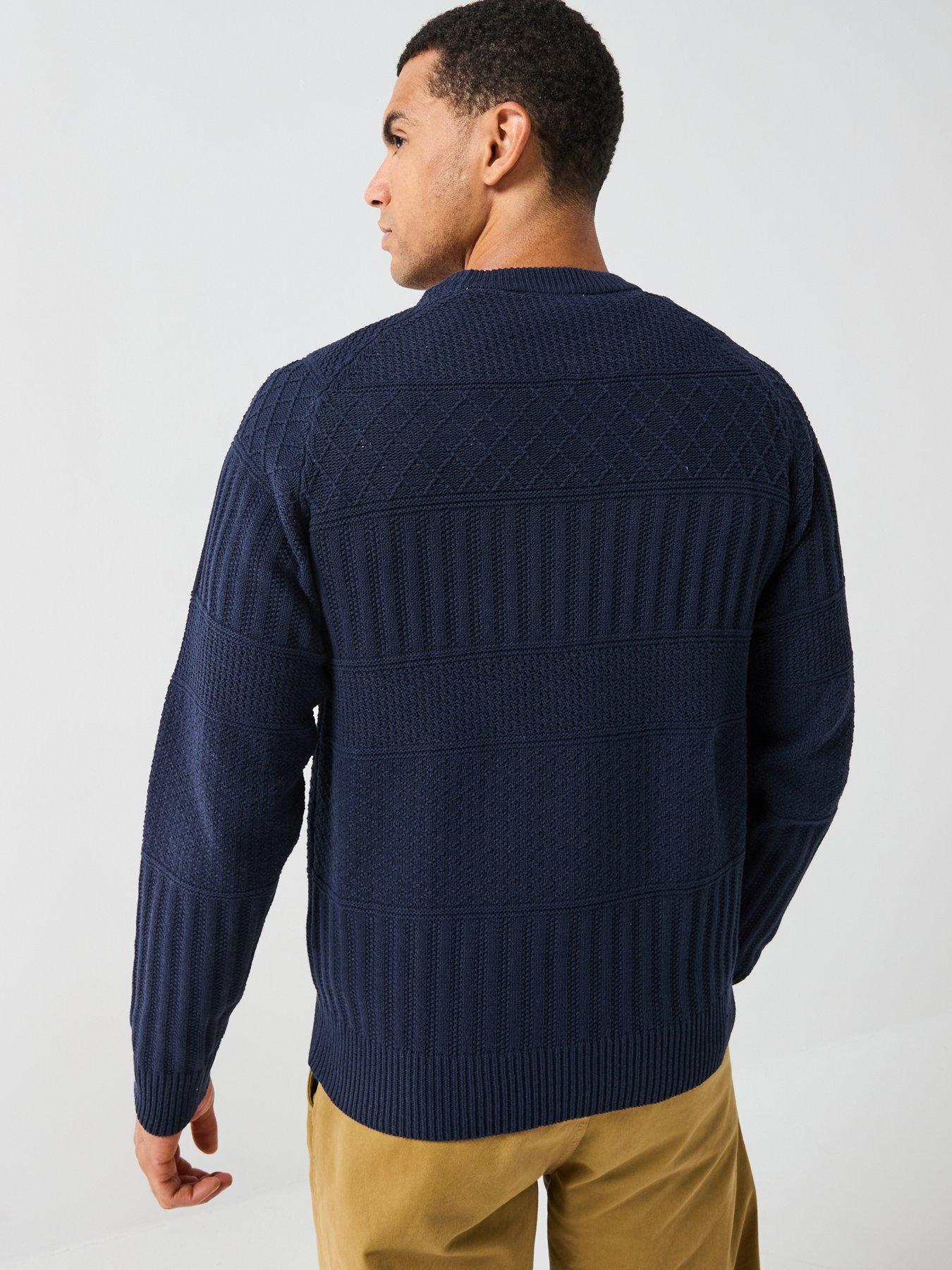  image of only-sons-alkan-crew-neck-knitted-jumper-navy