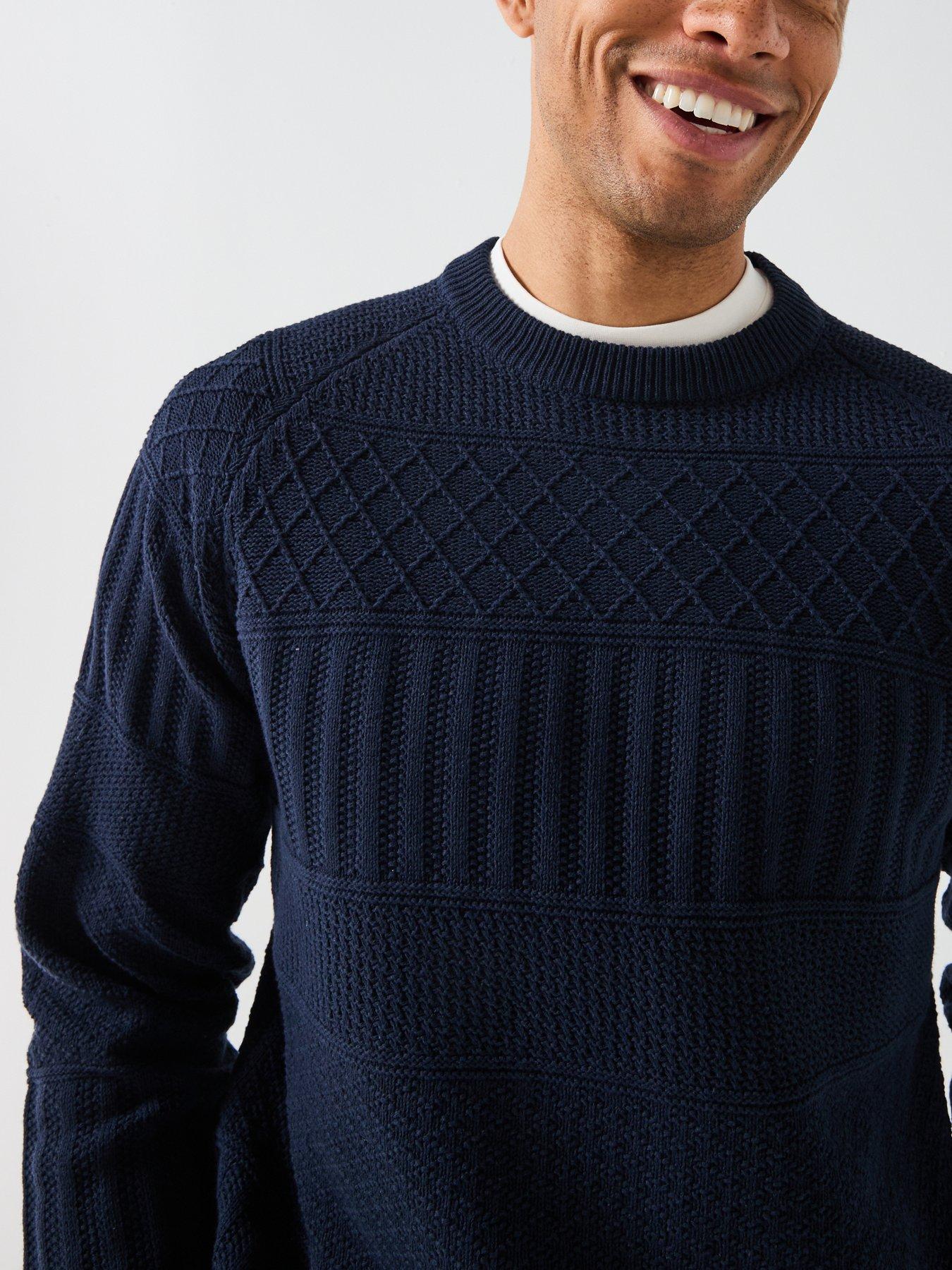  image of only-sons-alkan-crew-neck-knitted-jumper-navy
