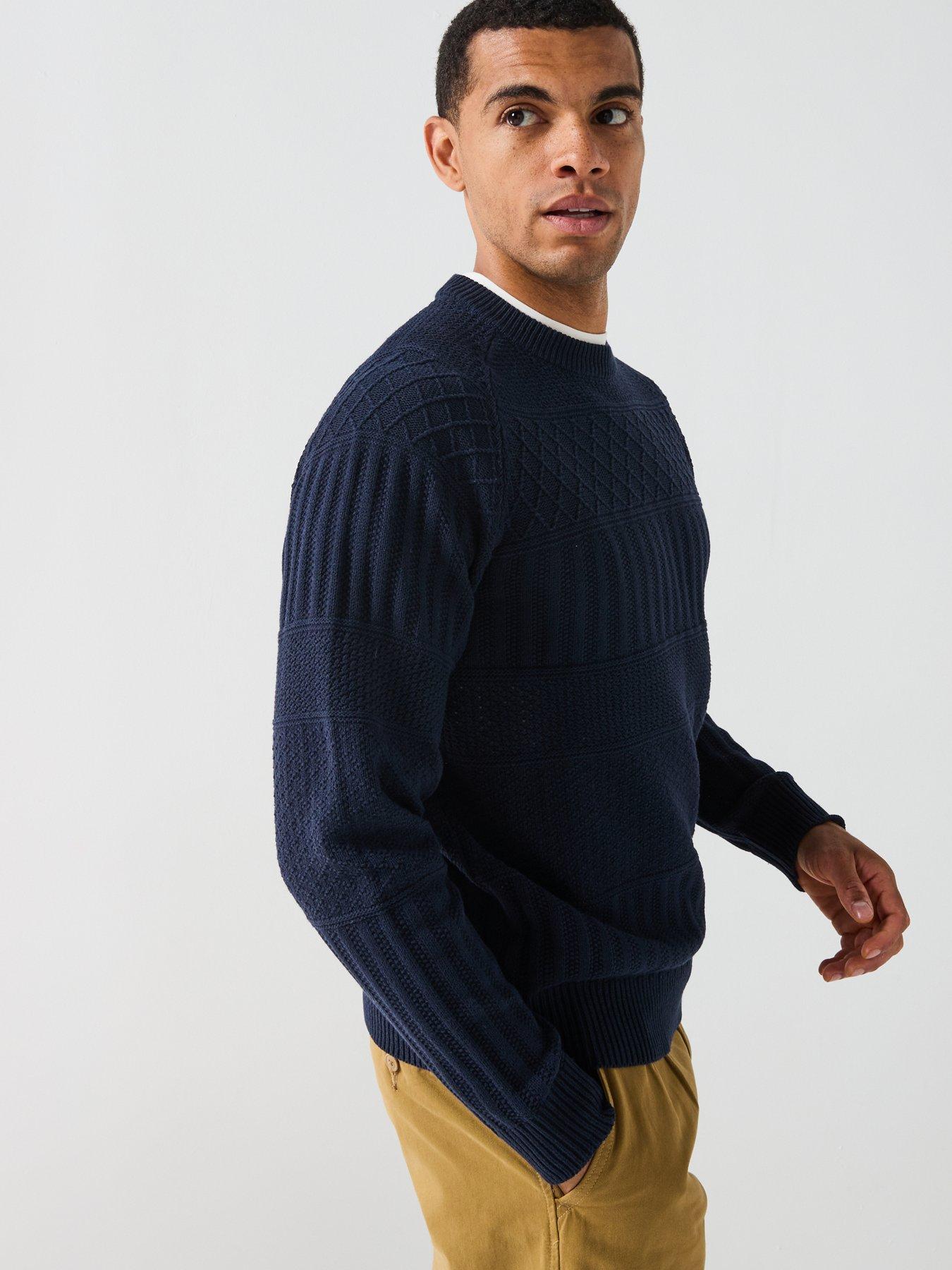  image of only-sons-alkan-crew-neck-knitted-jumper-navy
