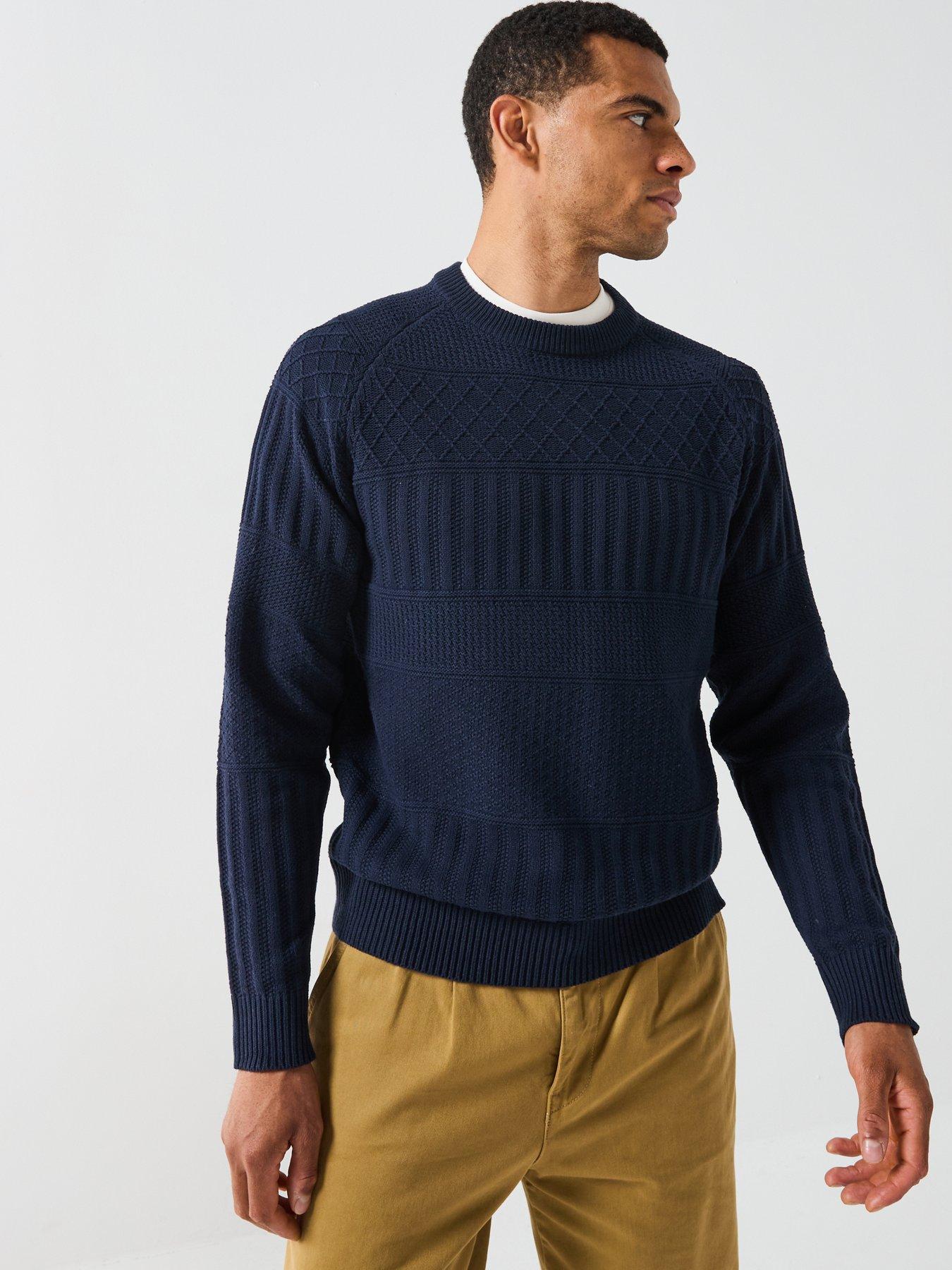  image of only-sons-alkan-crew-neck-knitted-jumper-navy
