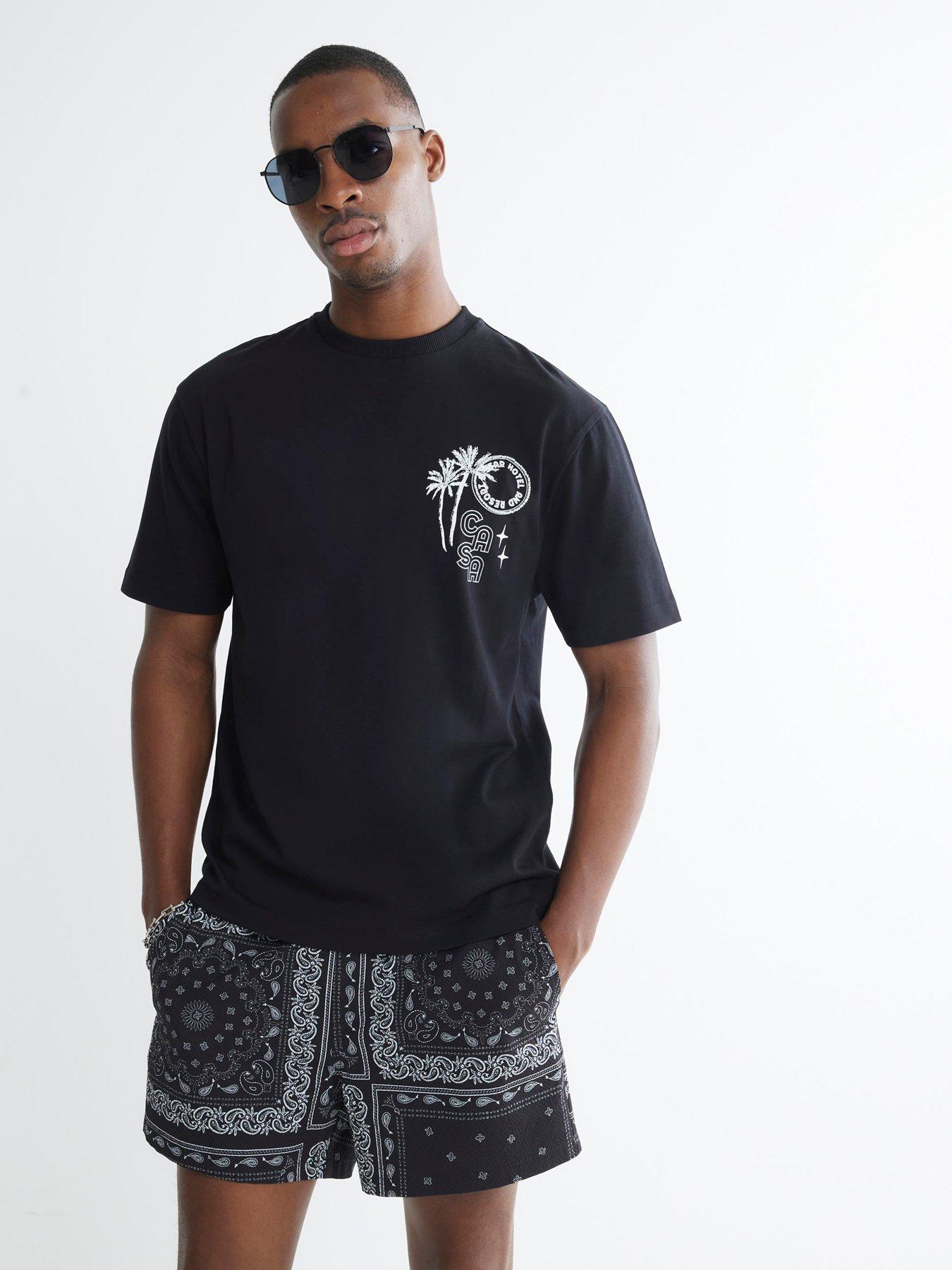Image 1 of 4 of River Island Casa Hotel Graphic T-Shirt - Black
