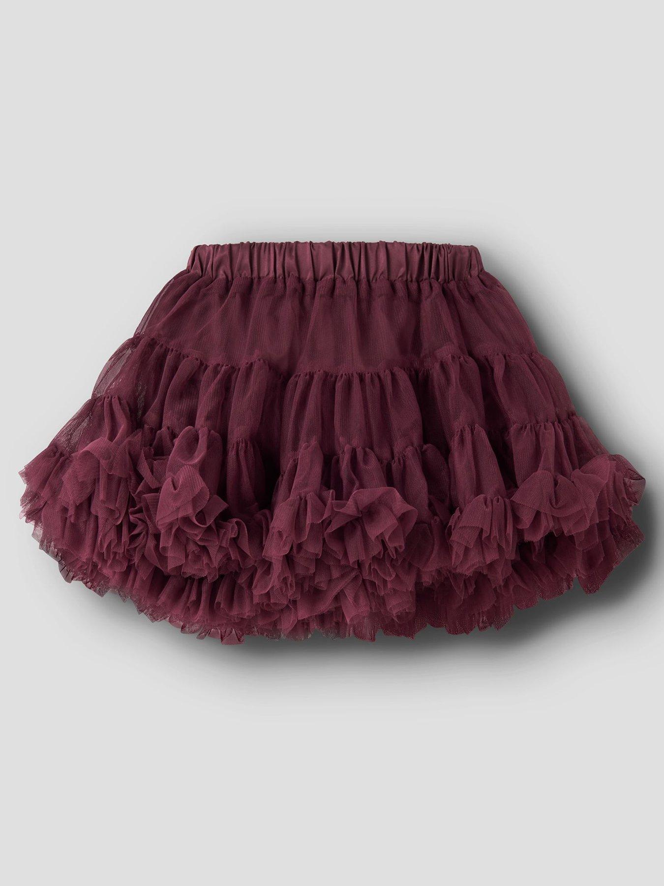  image of name-it-mini-girls-full-tulle-skirt-dark-red