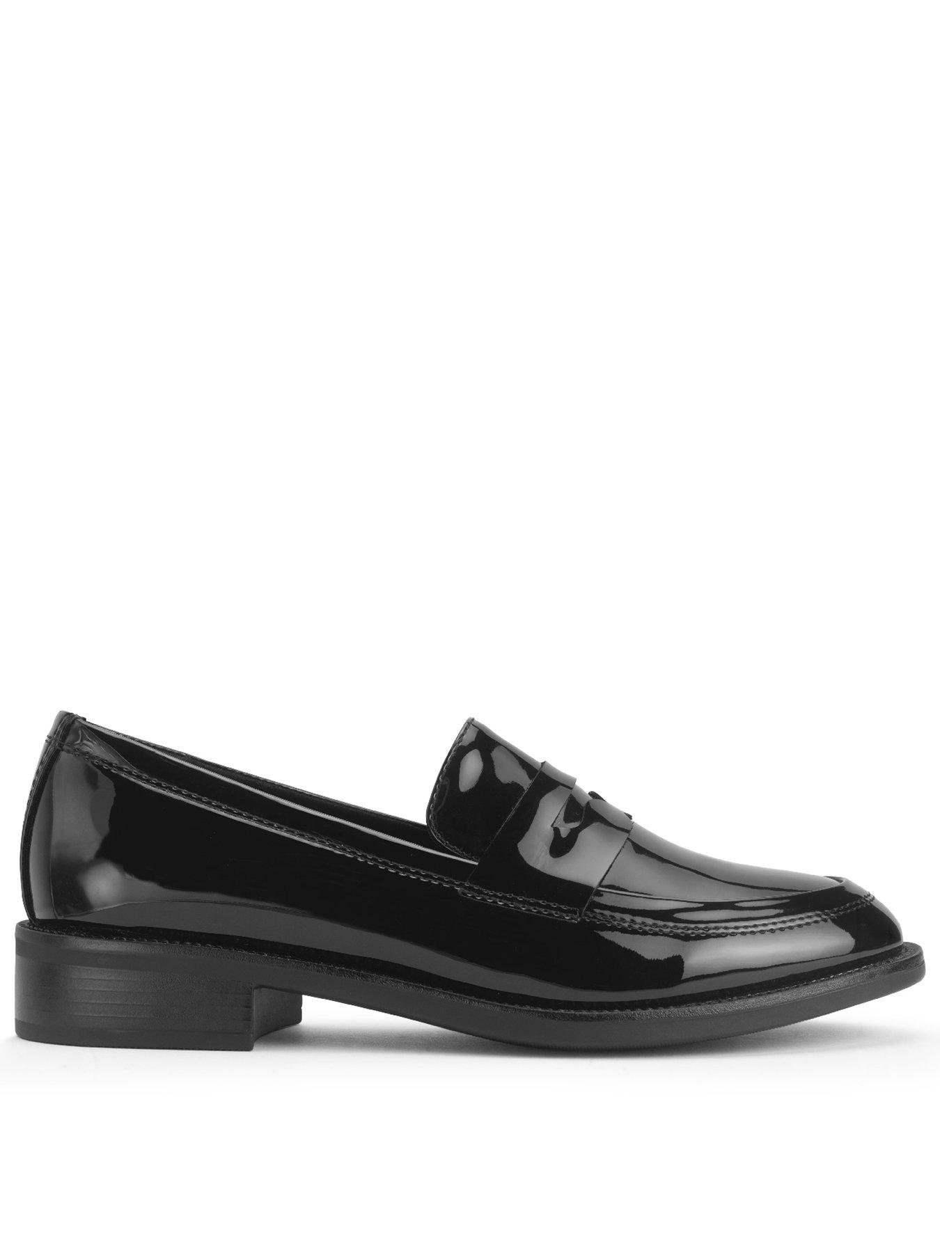 Start-rite Milan Angry Angels Girls Black Patent Slip On Loafer School ...