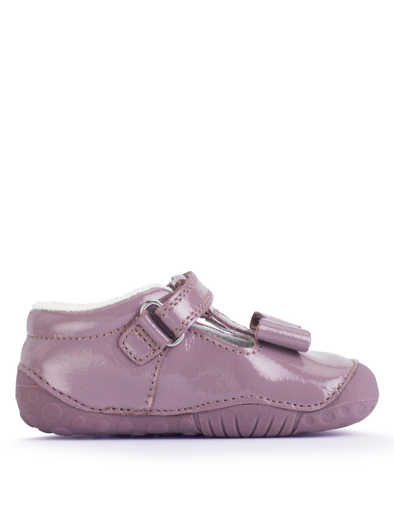  image of start-rite-wiggle-baby-girls-mauve-patent-t-bar-rip-tape-pre-walkers