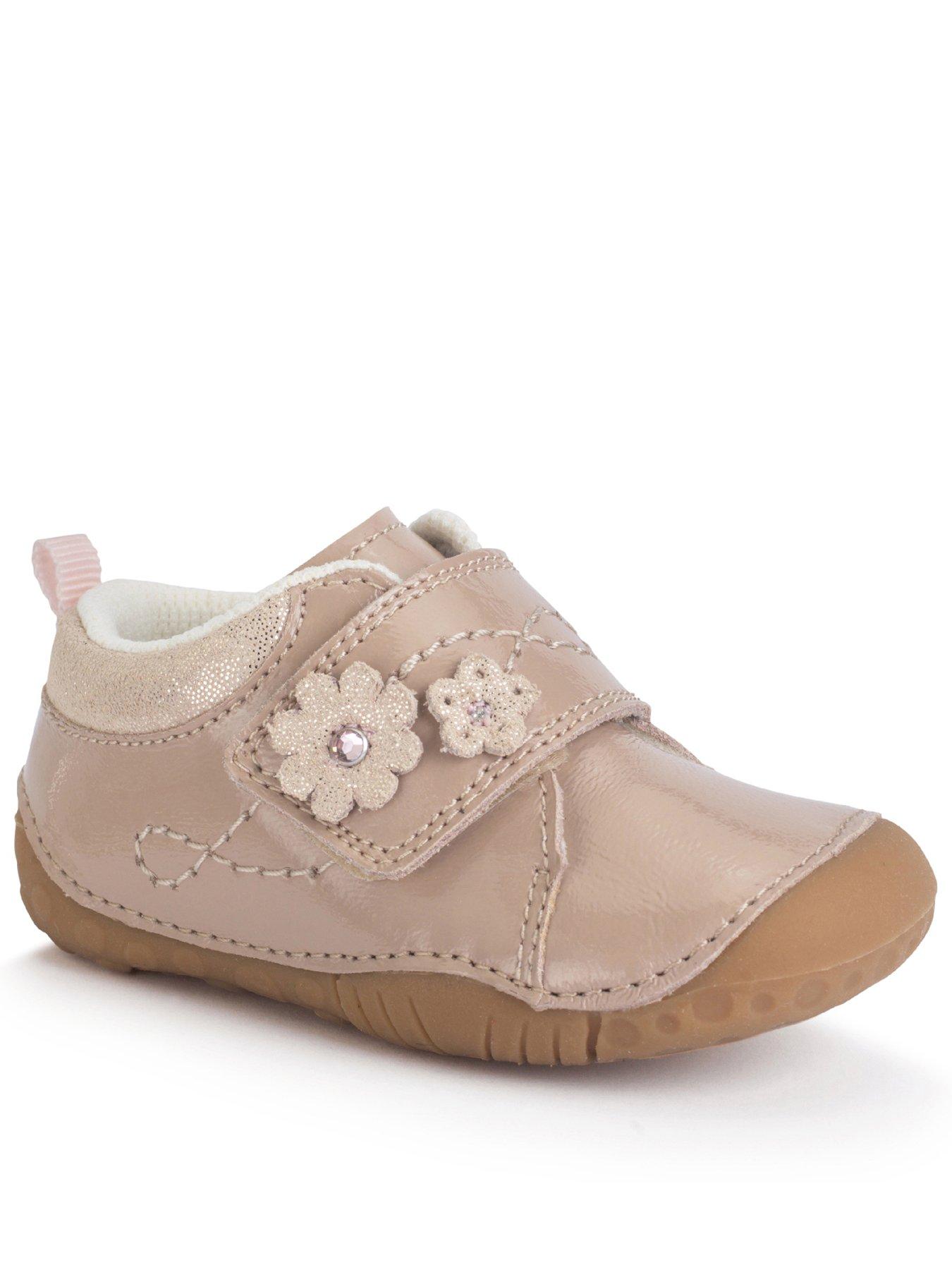 Start-rite Lila Taupe Patent Girls Closed Rip Tape Pre-walking Shoes